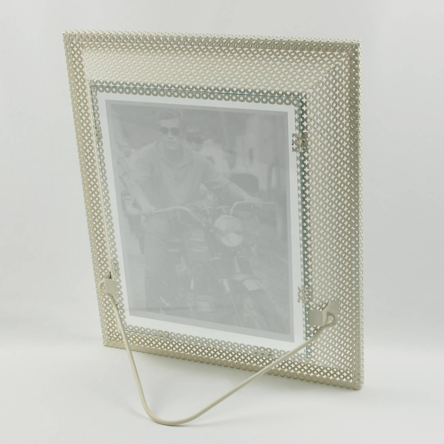 Mid-Century Modern Mathieu Mategot 1950s White Perforated Metal Picture Photo Frame