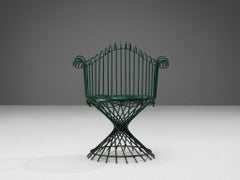 Fauteuil 'Anthéor' de Mathieu Mategot en fer laqué vert