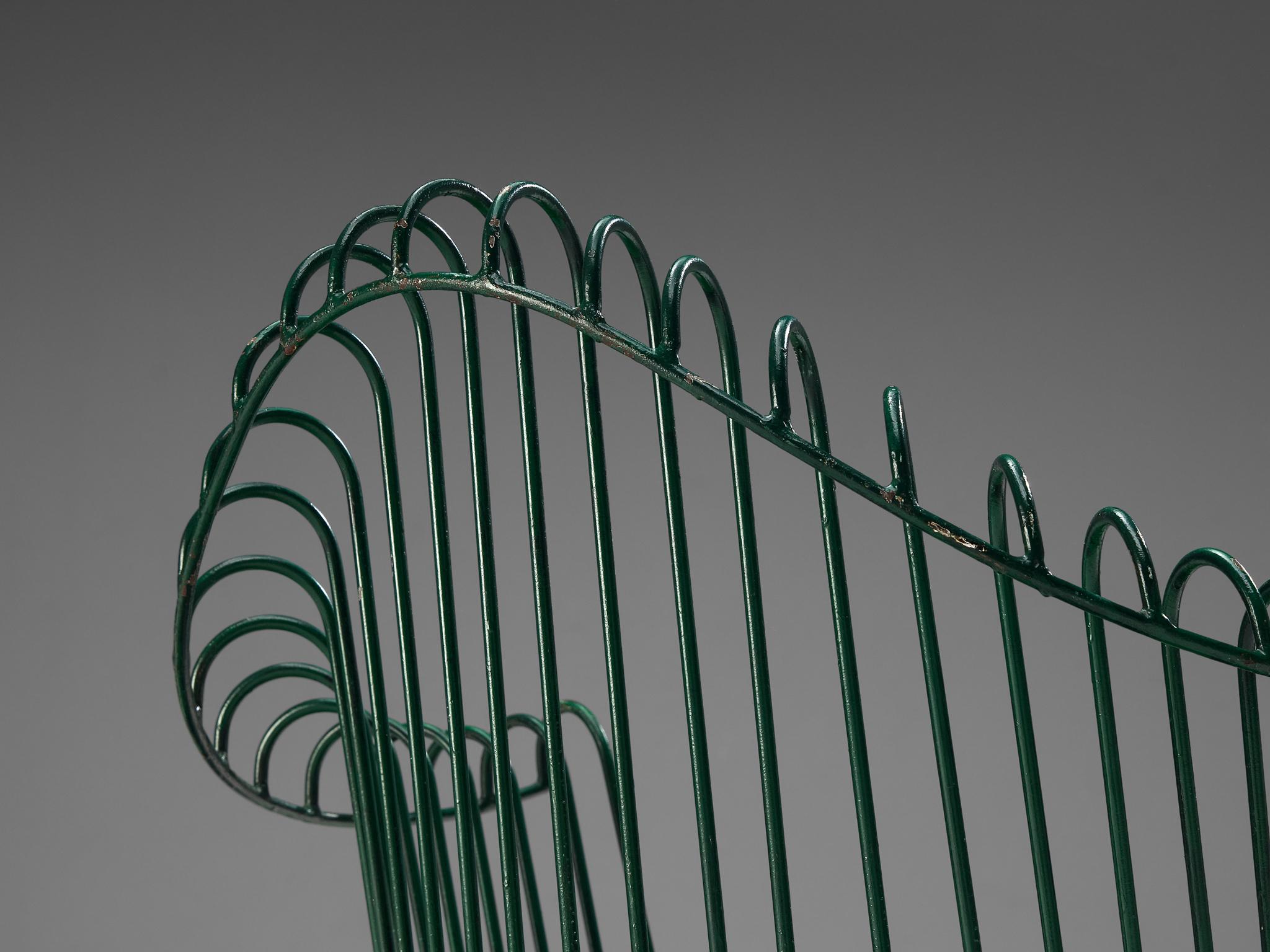 French Mathieu Mategot 'Anthéor' Armchair in Green Lacquered Iron