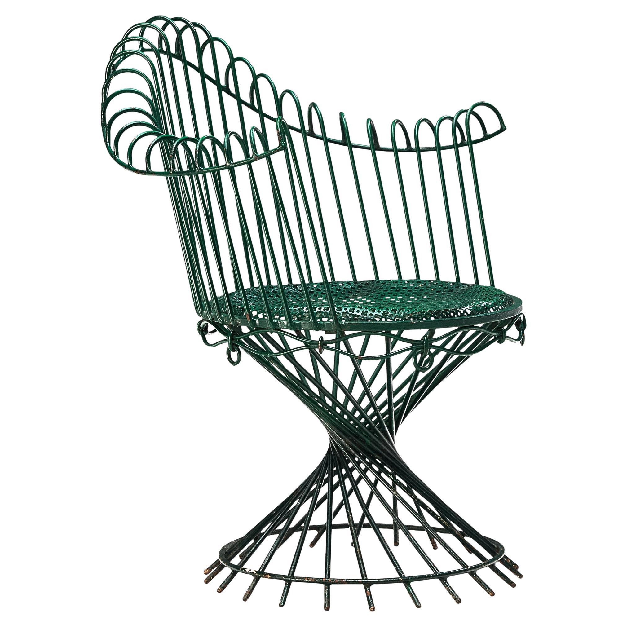 Mathieu Mategot 'Anthéor' Armchair in Green Lacquered Iron 