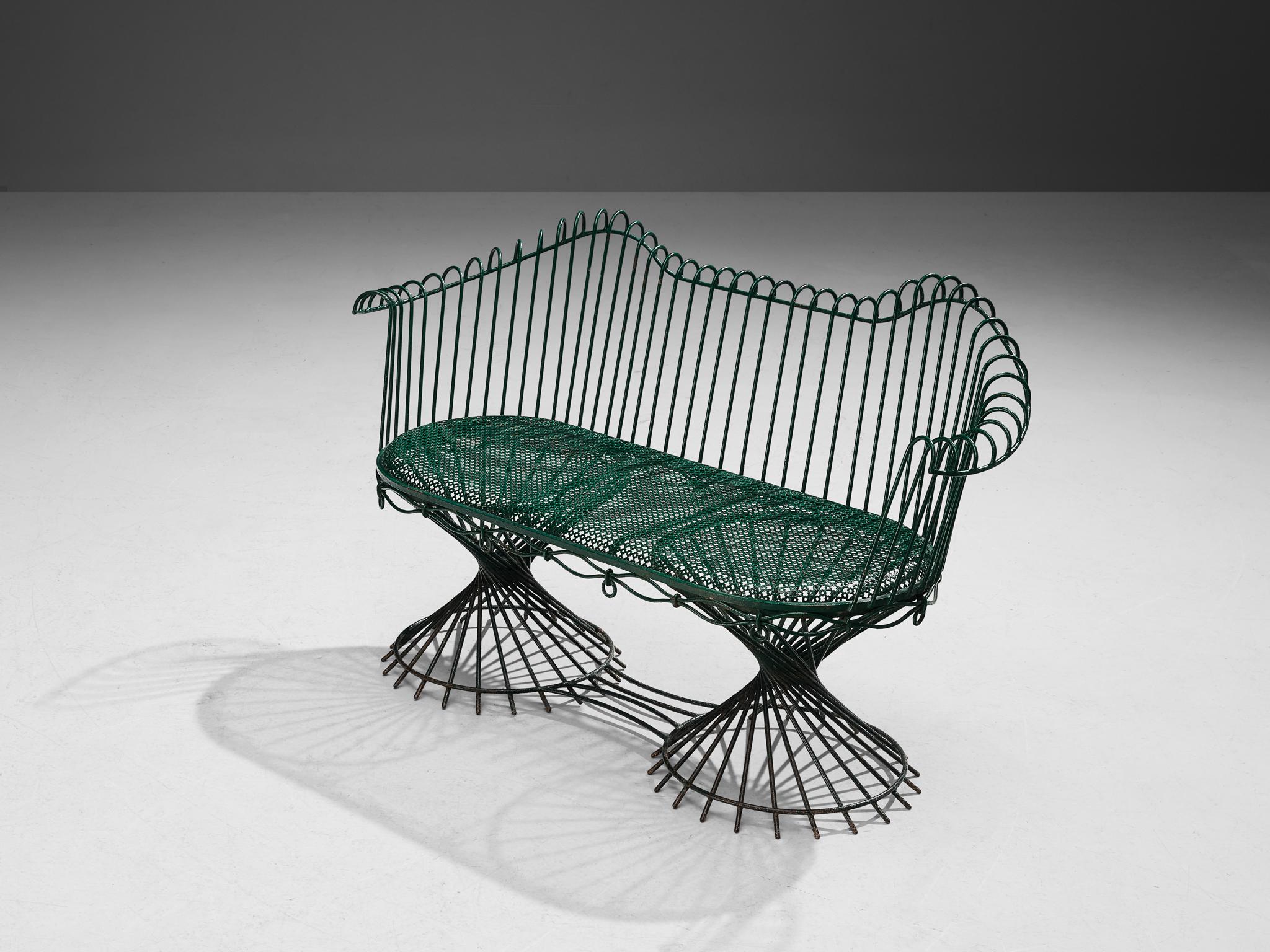 Mathieu Matégot, bench model 'Anthéor', lacquered wrought iron, France, 1951

This rare bench is designed by the French artist Mathieu Matégot. The designer (1910-2001) was born in Hungary and settled in Paris in 1931. As an autodidact, he submerged