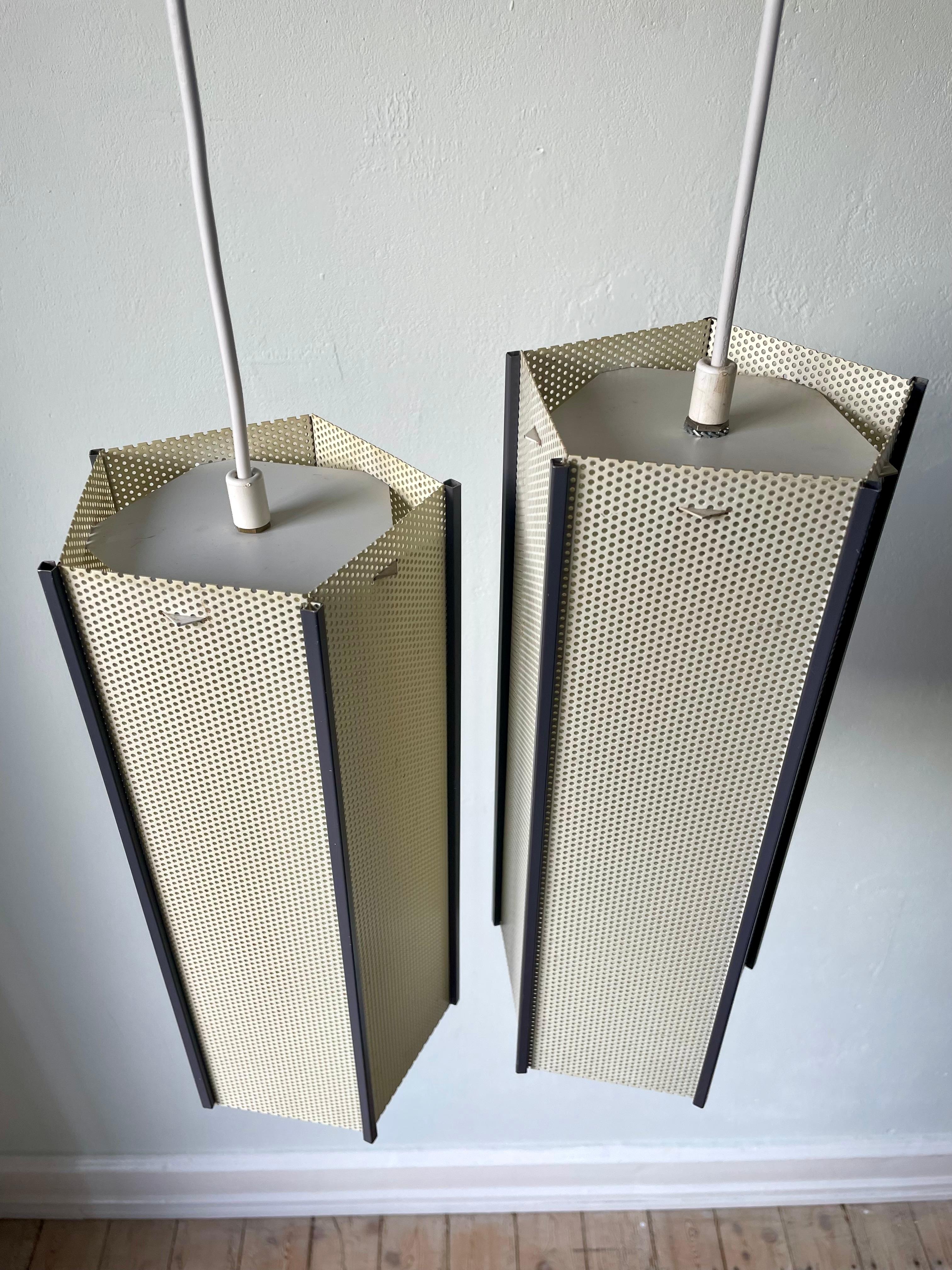 20th Century Mathieu Matégot (attr.) Perforated Metal Pendants, France For Sale