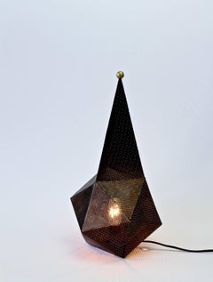 Mathieu Matégot "Baghdad" Perforated Metal & Brass Table Lamp France, circa 1954