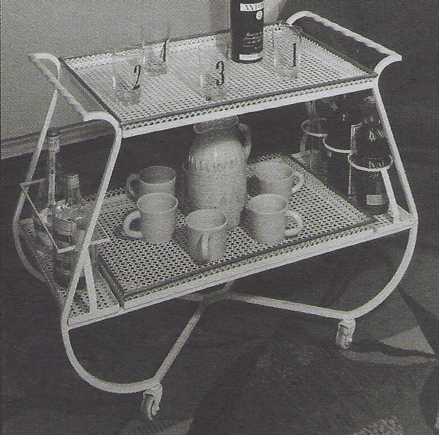 Enameled Mathieu Matégot Bar Cart or Serving Table