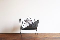 Mathieu Mategot Black Butterfly Magazine Holder with Folded Perforated Metal
