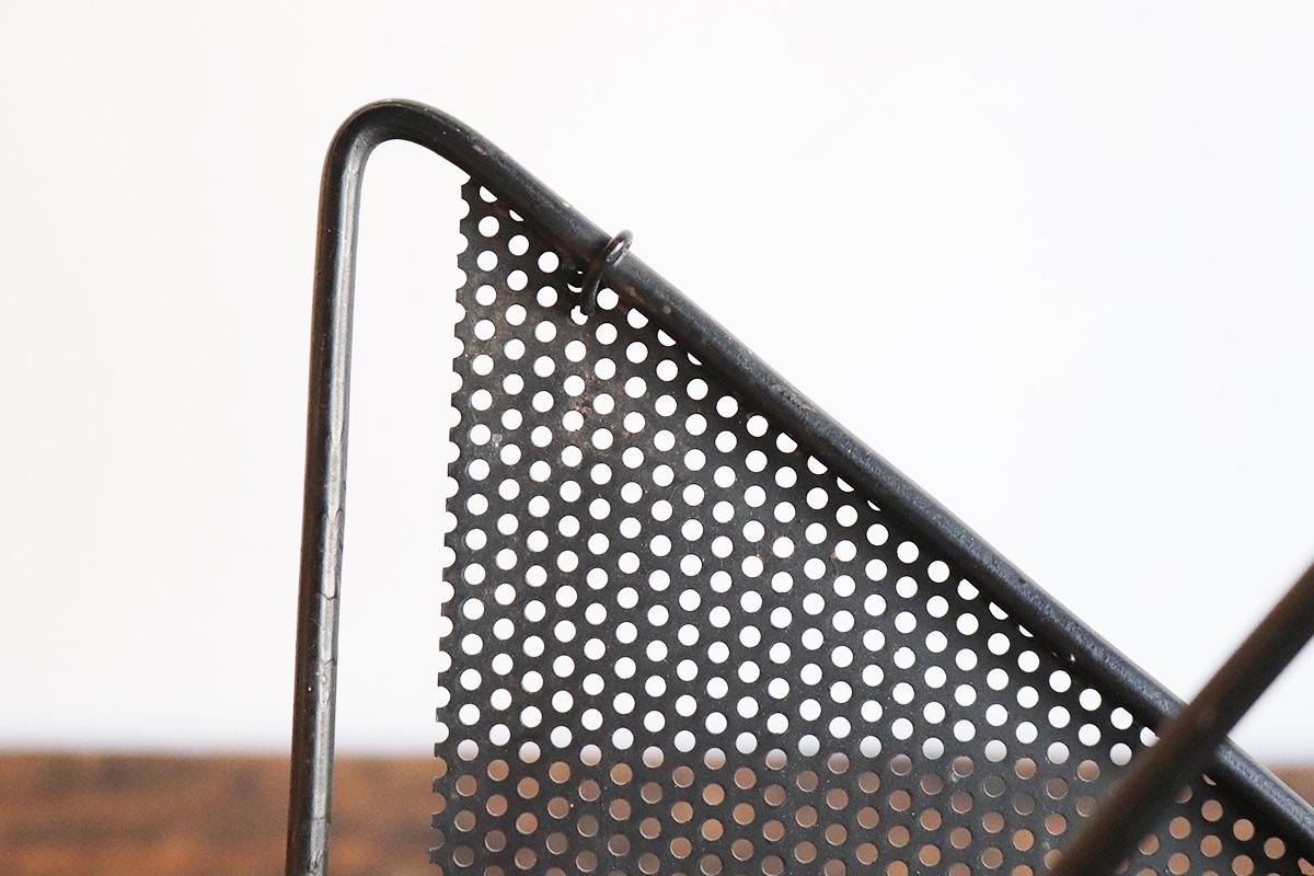 Mid-20th Century Mathieu Mategot Black Butterfly Magazine Holder with Folded Perforated Metal For Sale