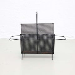 Mathieu Matégot Black Lacquered Metal Magazine Holder, circa 1950