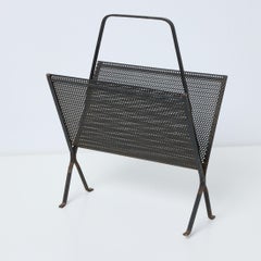 Mathieu Matégot Black Lacquered Metal Magazine Holder, circa 1950