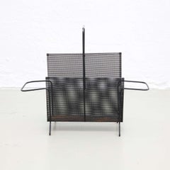 Mathieu Matégot Black Lacquered Metal Magazine Holder, circa 1950