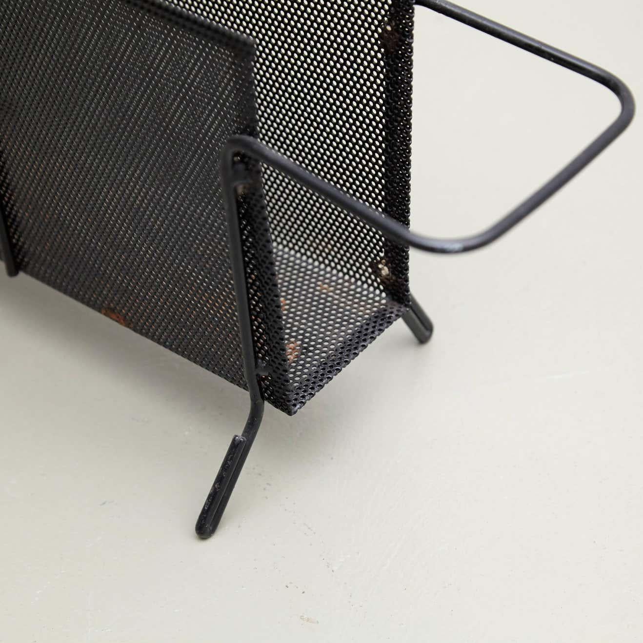 Mathieu Matégot Black Lacquered Metal Magazine Holder, circa 1950 For Sale 2