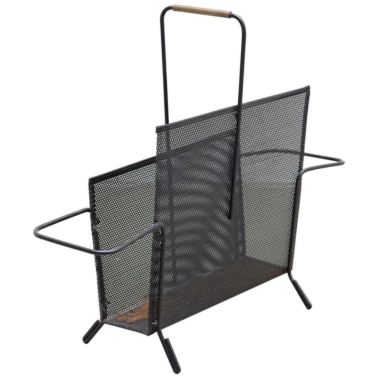 Mathieu Matégot Black Lacquered Metal Magazine Holder, circa 1950 For Sale 3