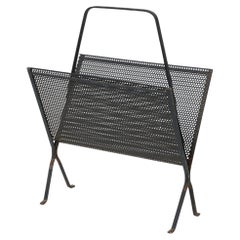 Mathieu Matégot Black Lacquered Metal Magazine Holder, circa 1950