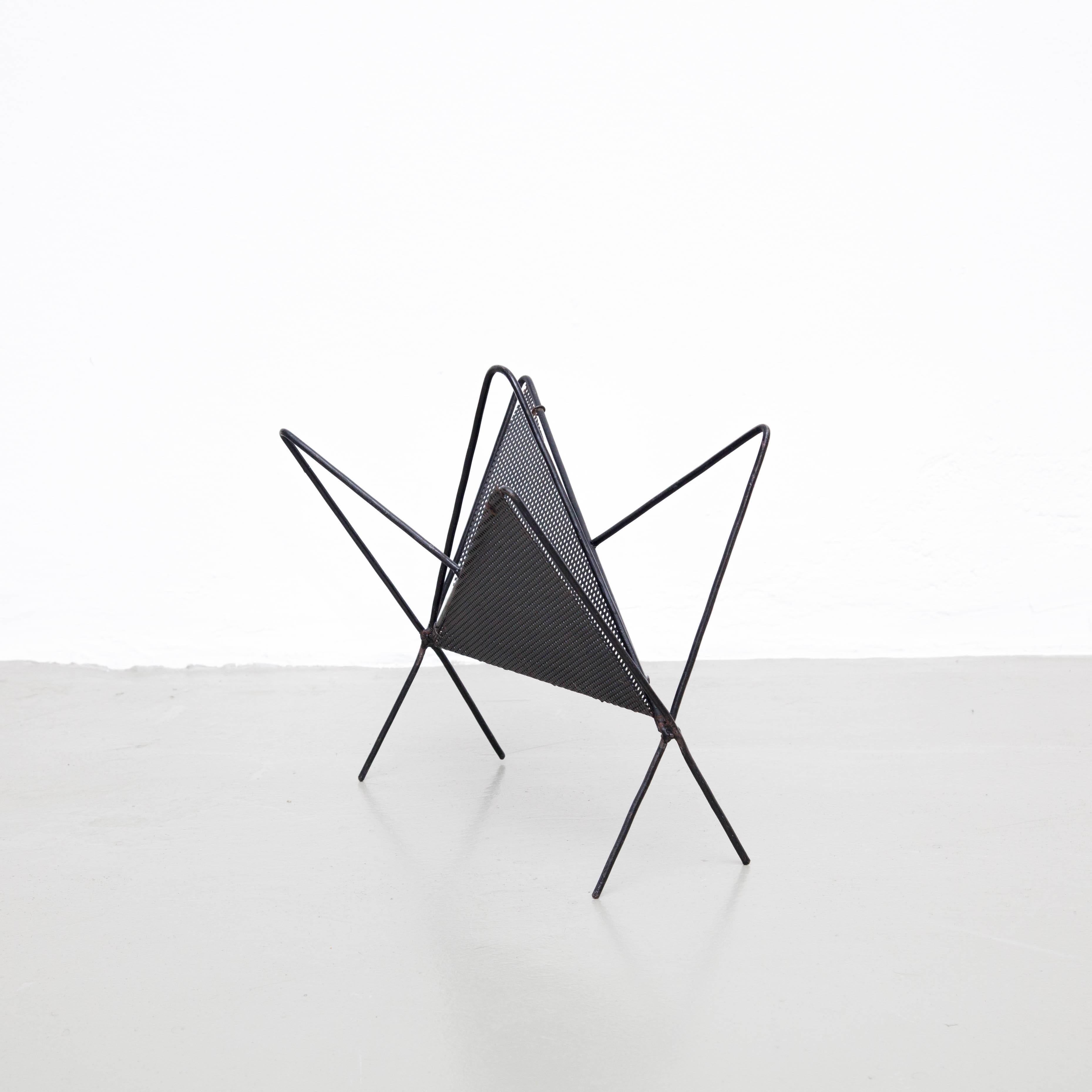 Mid-Century Modern Mathieu Mategot Black Metal Magazine Holder, circa 1950