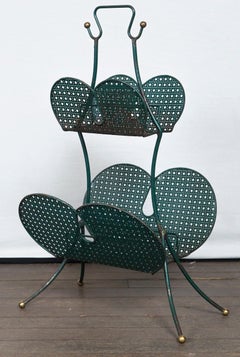 Mathieu Matégot 1950s Two-Tier Magazine Rack in Black Metal