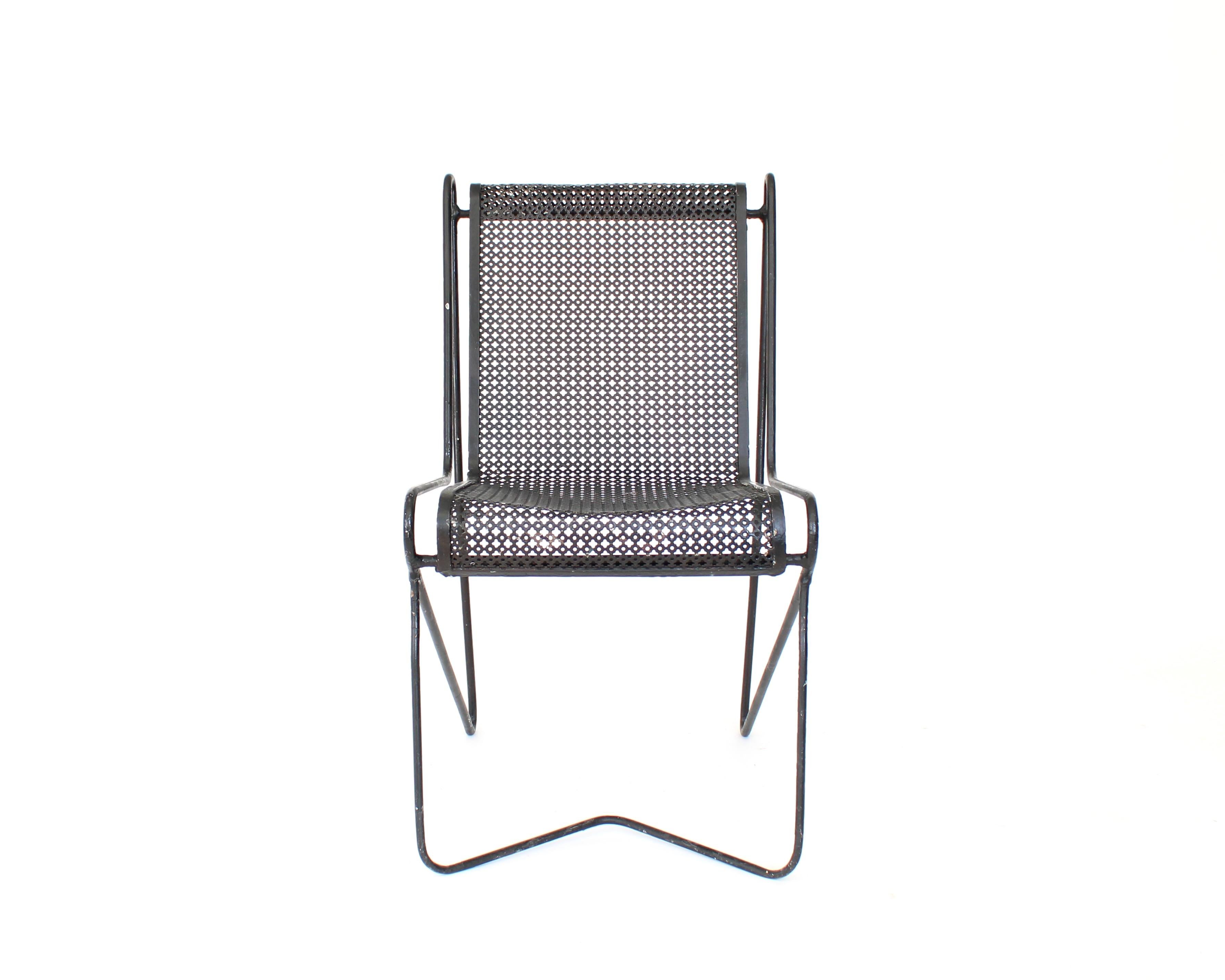 Mathieu Mategot Black Perforated Metal Side Chair France circa 1953 3