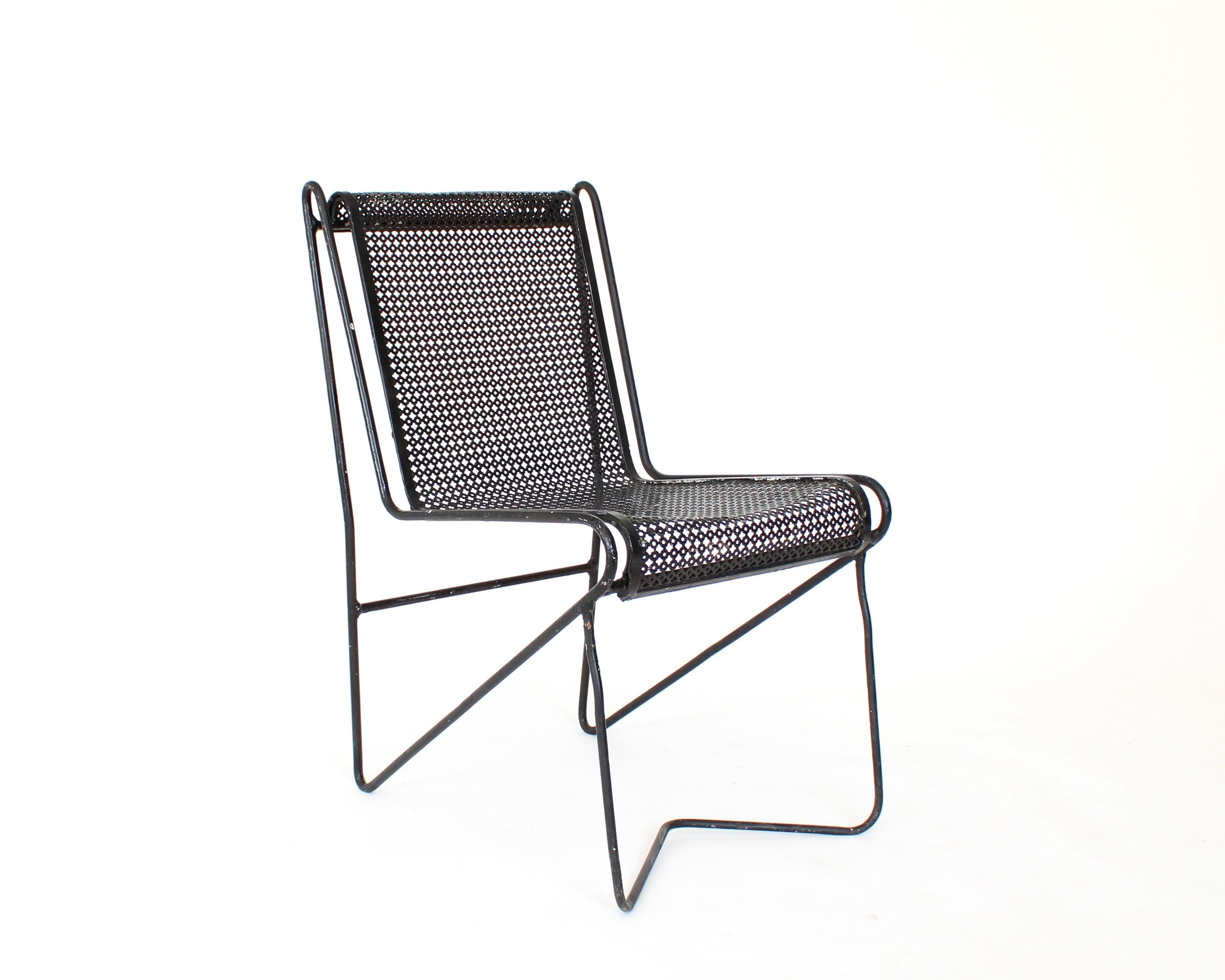Mathieu Mategot Black Perforated Metal Side Chair France circa 1953 4