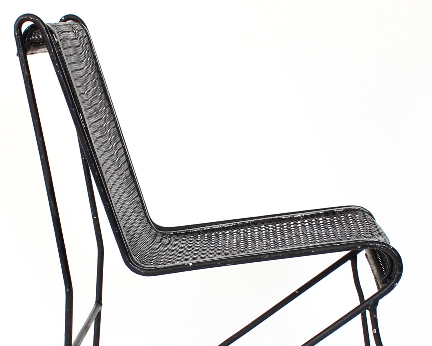 Mid-Century Modern Mathieu Mategot Black Perforated Metal Side Chair France circa 1953