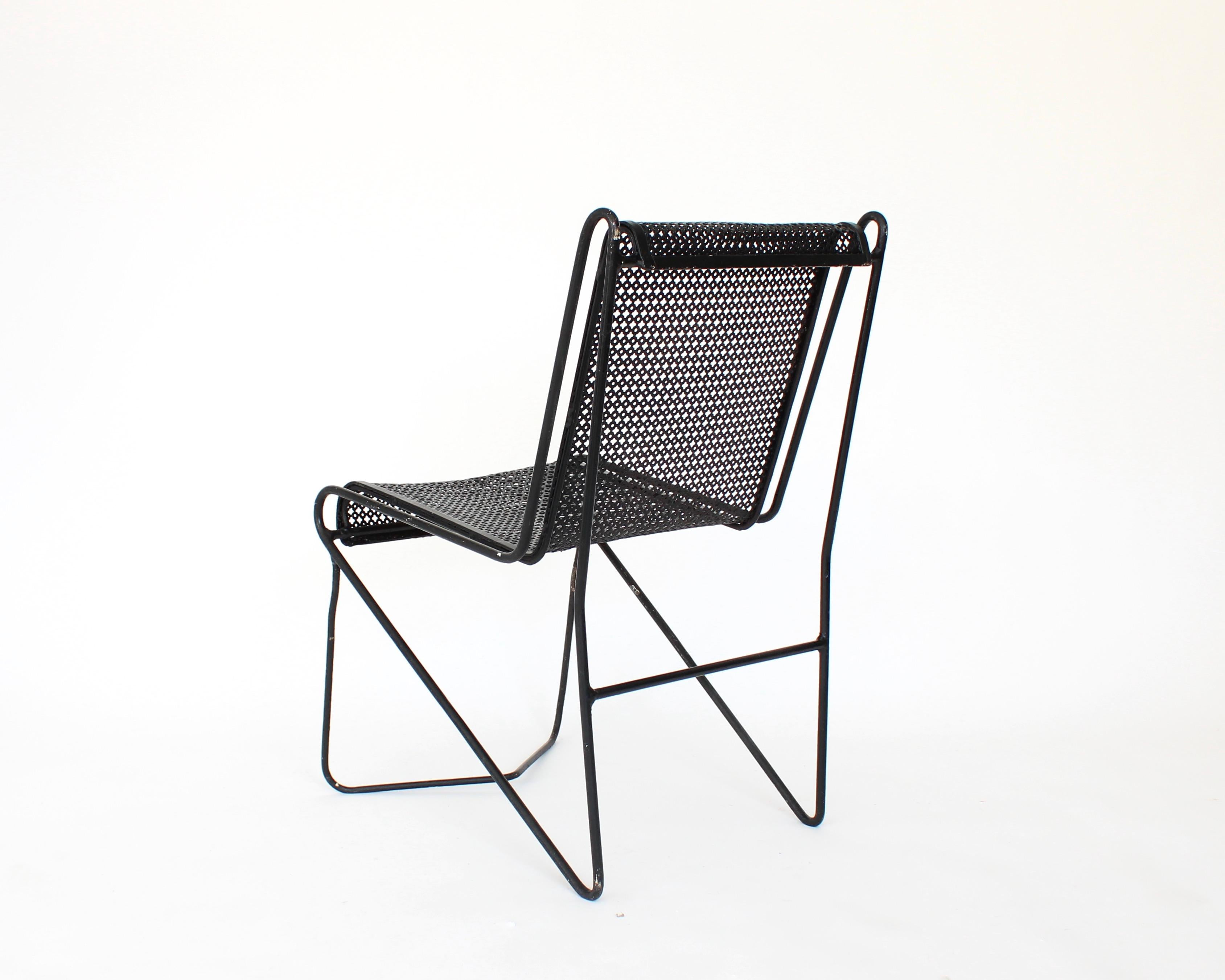 Mid-20th Century Mathieu Mategot Black Perforated Metal Side Chair France circa 1953