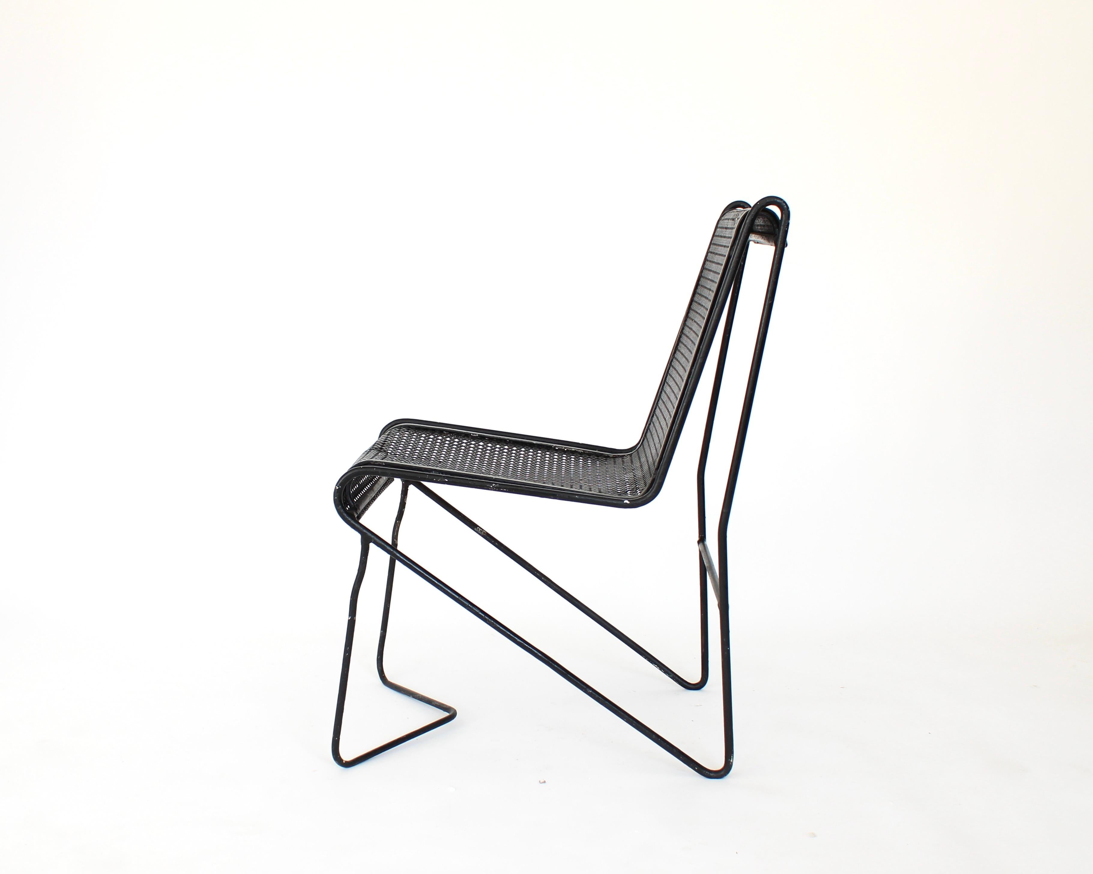 Mathieu Mategot Black Perforated Metal Side Chair France circa 1953 1