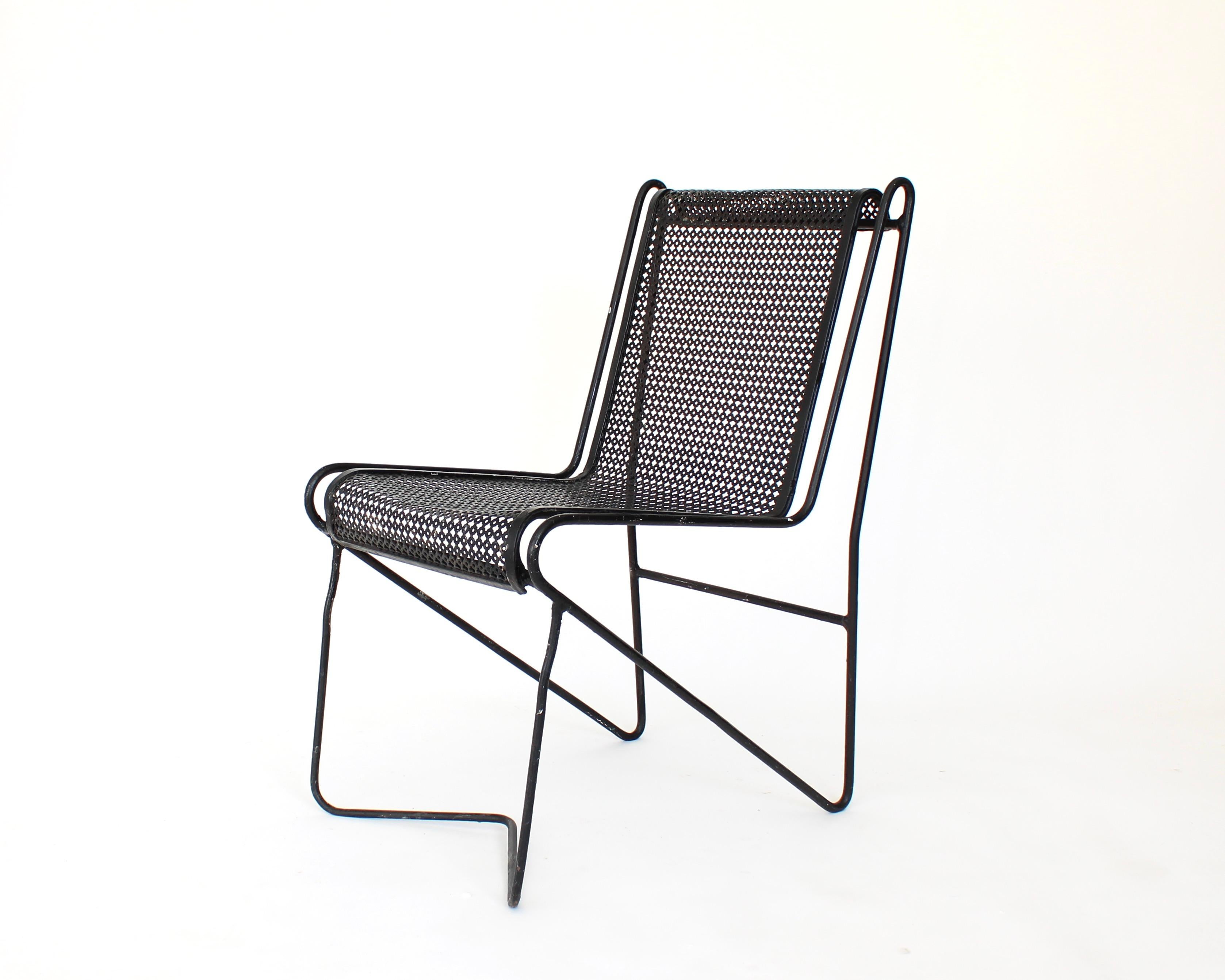 Mathieu Mategot Black Perforated Metal Side Chair France circa 1953 2