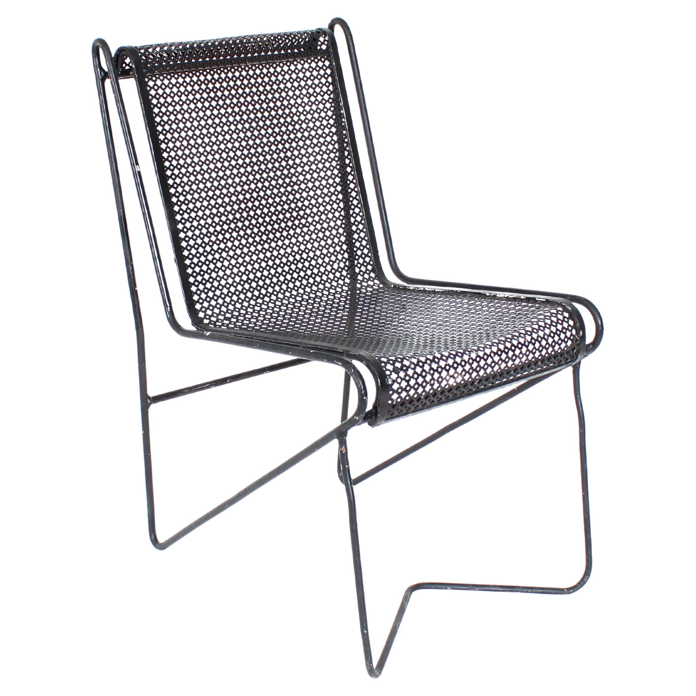 Mathieu Mategot Black Perforated Metal Side Chair France circa 1953