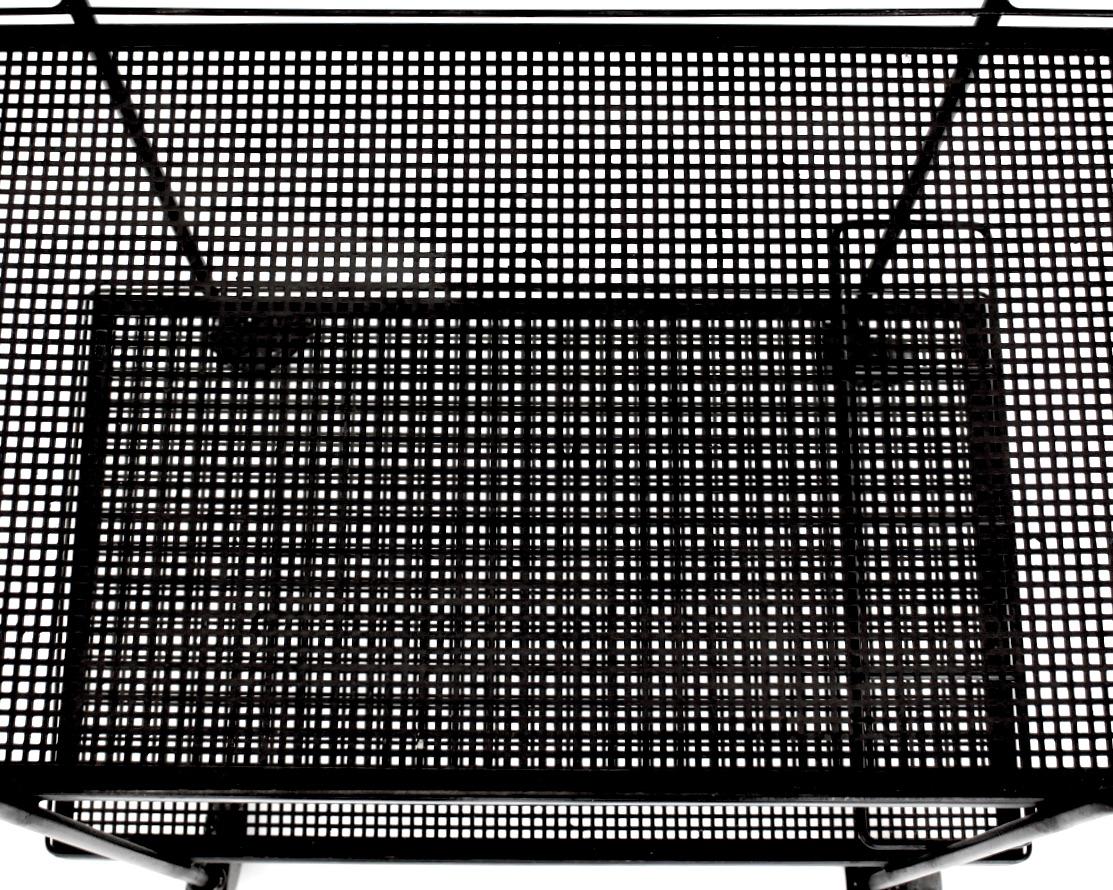 Mathieu Mategot Black Perforated Steel Bar Cart France c1950 2