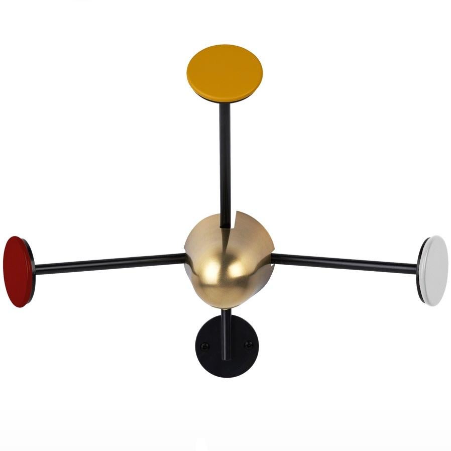 Mathieu Matégot Coat Rack in Brass and Vintage Red For Sale 1