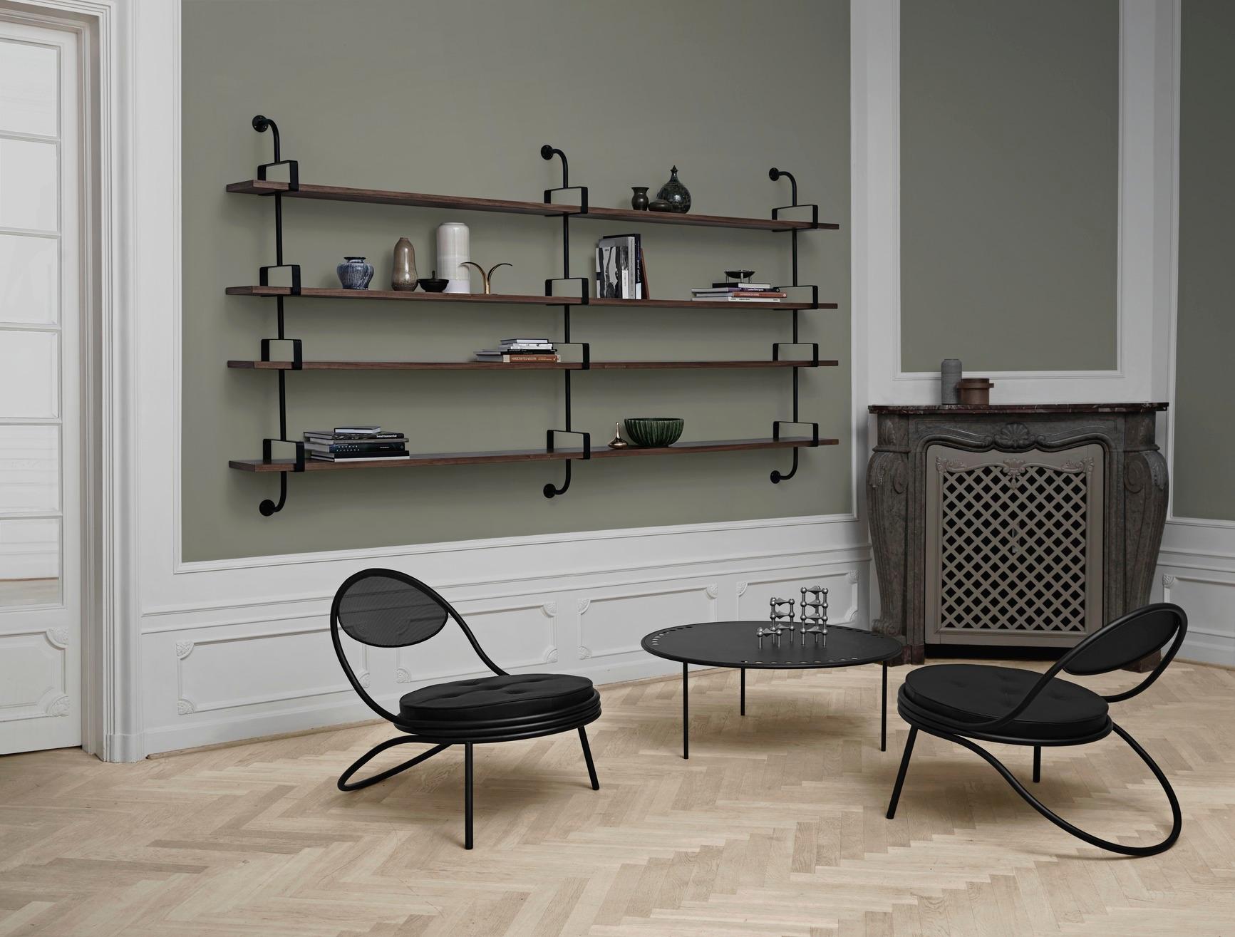 Contemporary Mathieu Matégot 'Démon' 3-Shelf System for Gubi in Black Ash For Sale