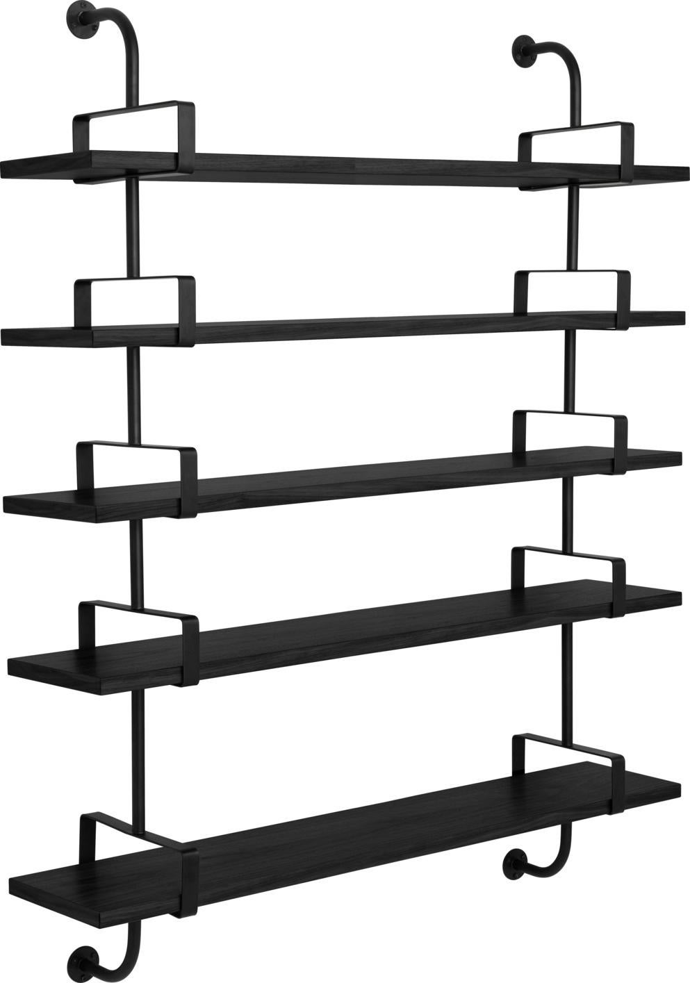 Mathieu Matégot 'Démon' 5-shelf system for GUBI in black ash.

The Démon Shelf, or the Biblio-Démon in Matégot’s original 1954 sketches, was part of a “plan d’execution de la bibliothèque,