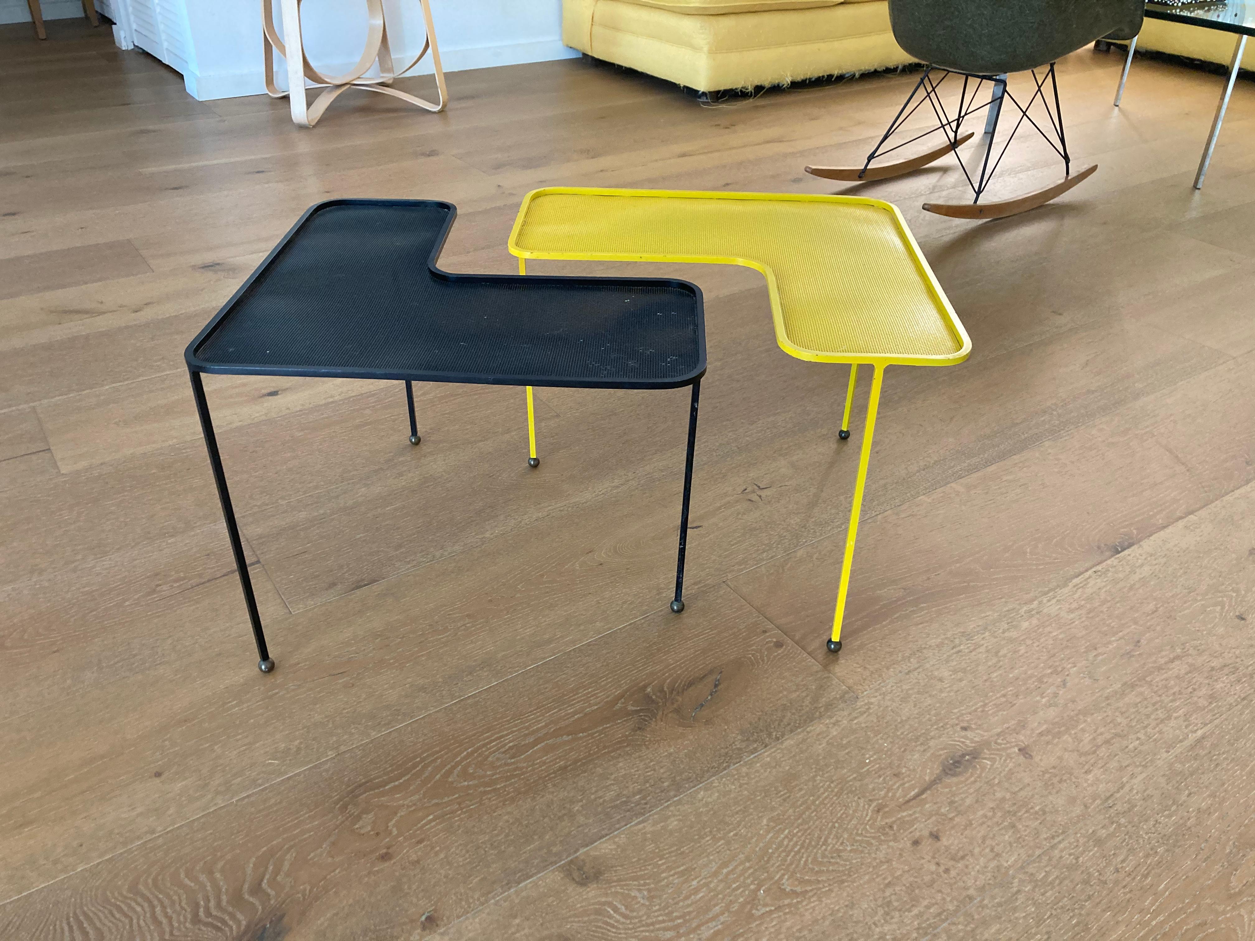 Mid-Century Modern Mathieu Matégot Domino Tables, Black and Yellow, France