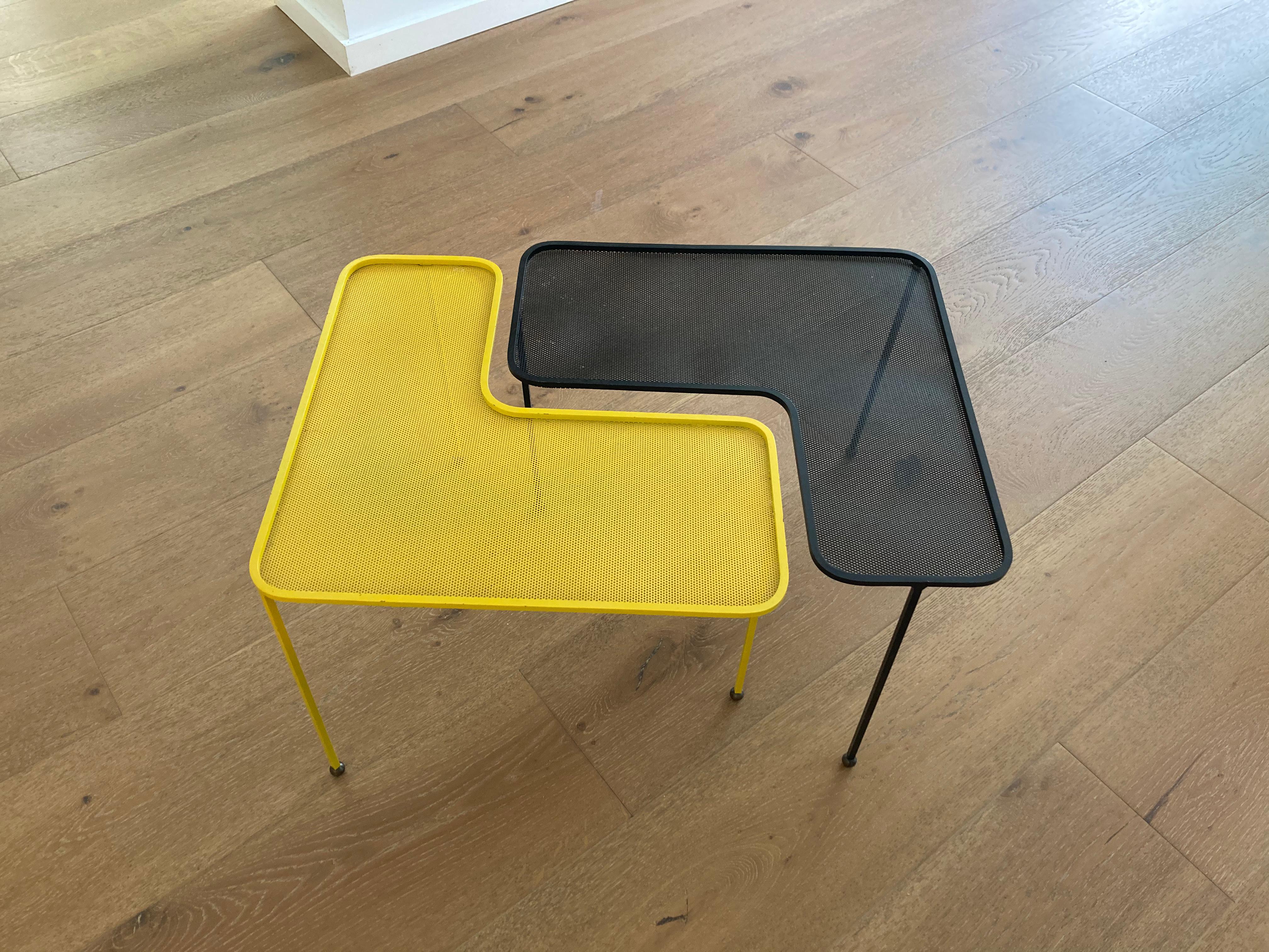 Mathieu Matégot Domino Tables, Black and Yellow, France 1