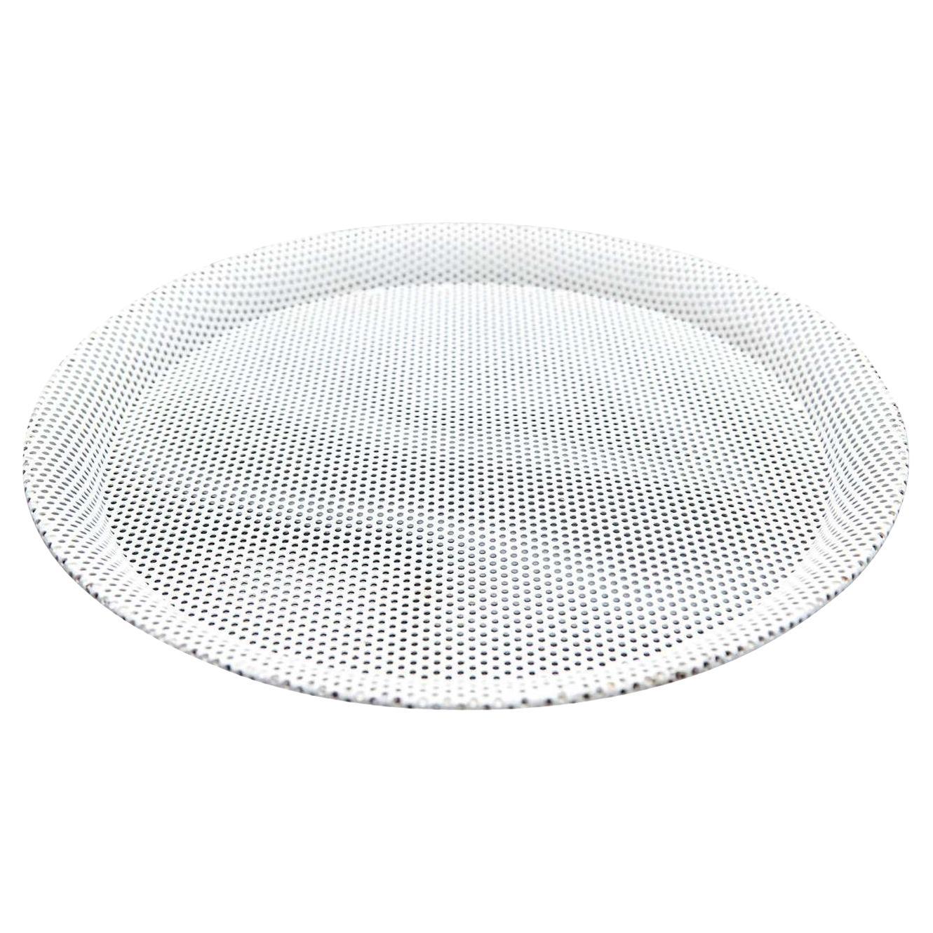 Piatto in metallo smaltato Mathieu Matégot, metà del secolo scorso, Francia, 32cm in vendita