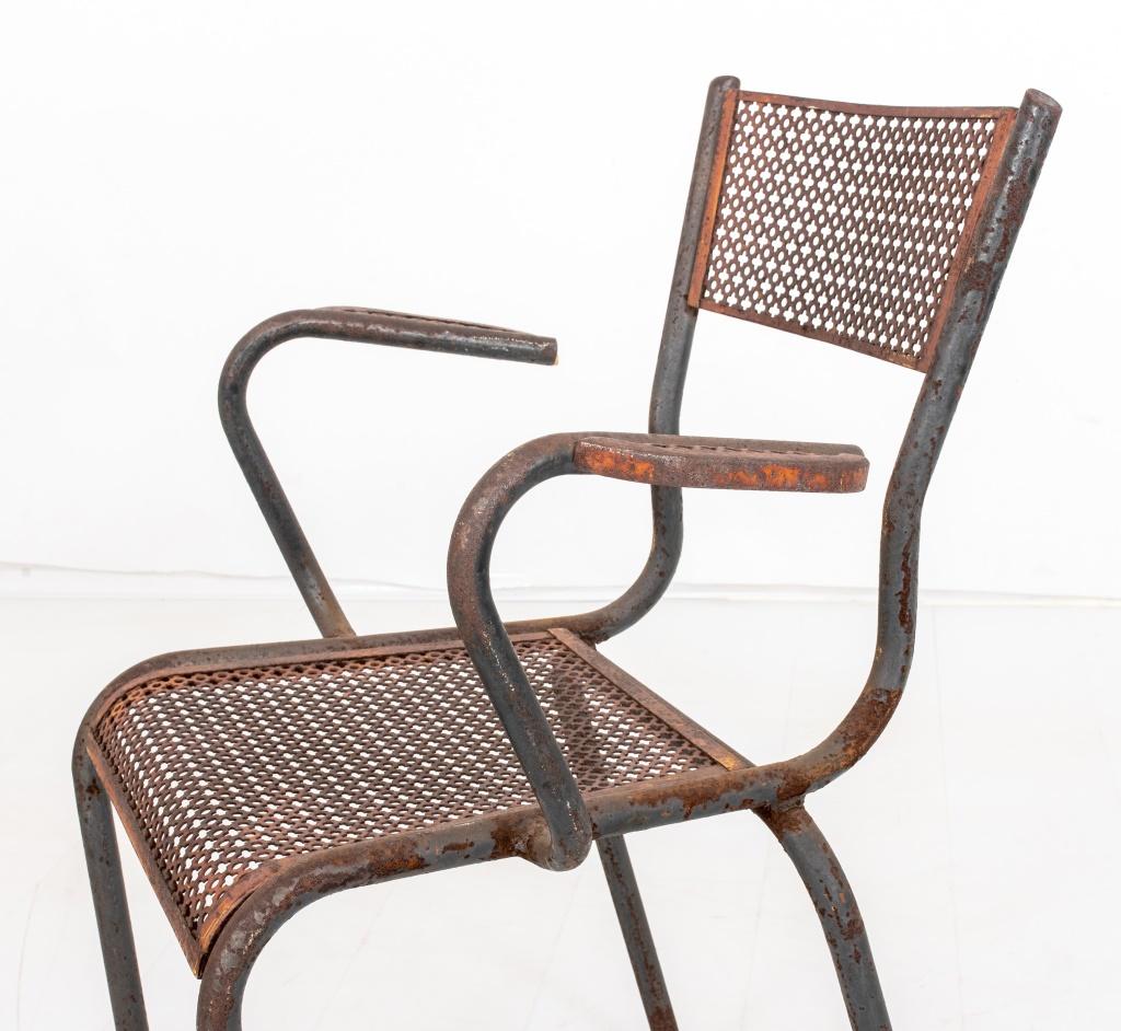 Metal Mathieu Mategot French Modernist Side Chairs, Pair For Sale