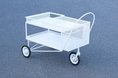 Mathieu MATEGOT Garden Serving Bar Cart in Perforated Metal, France, 1950s