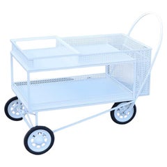 Mathieu MATEGOT Garden Serving Bar Cart in Perforated Metal, France, 1950s