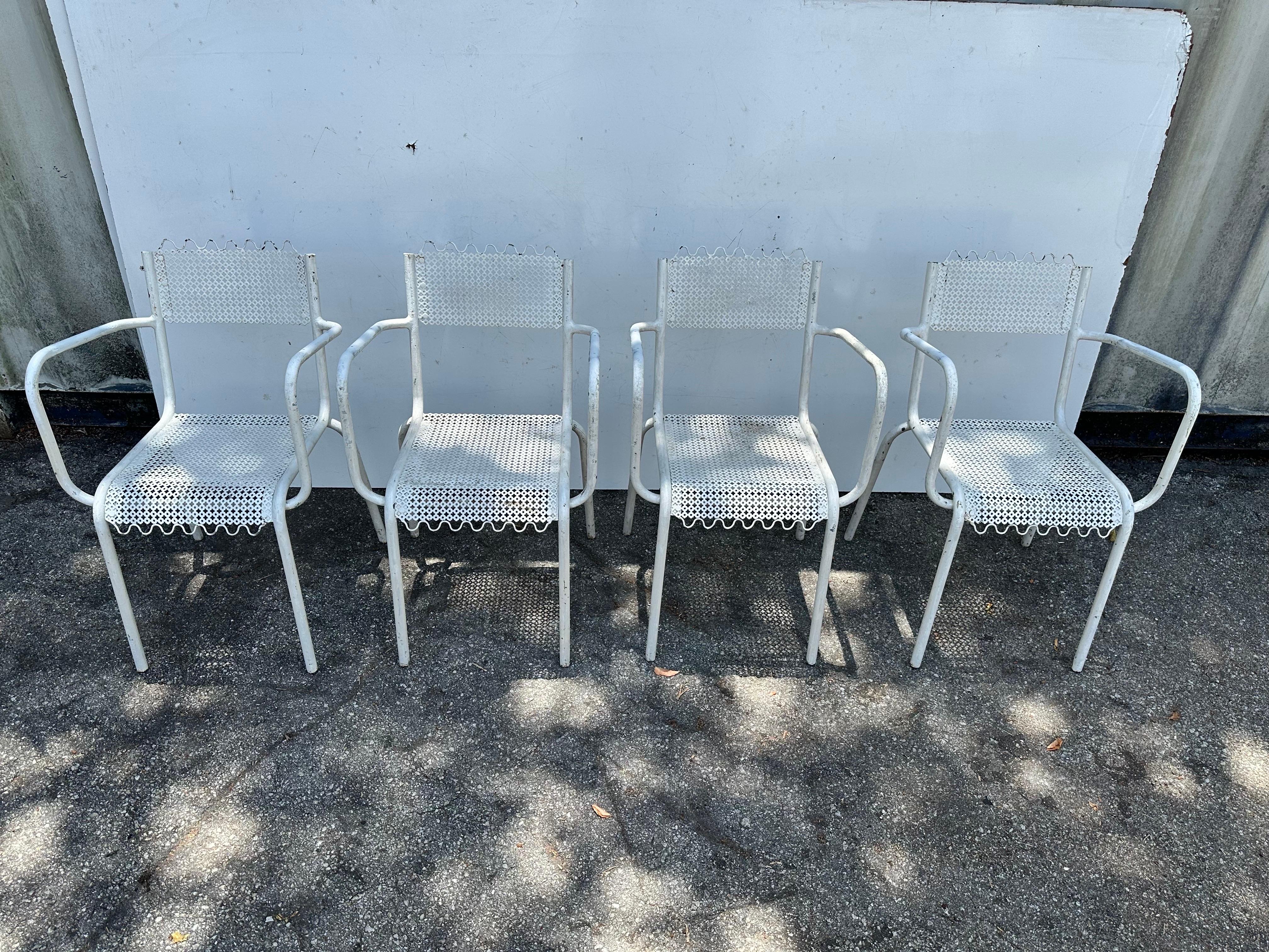 Mathieu Mategot Garden Set 4 armchair and 1 Bar Cart 4