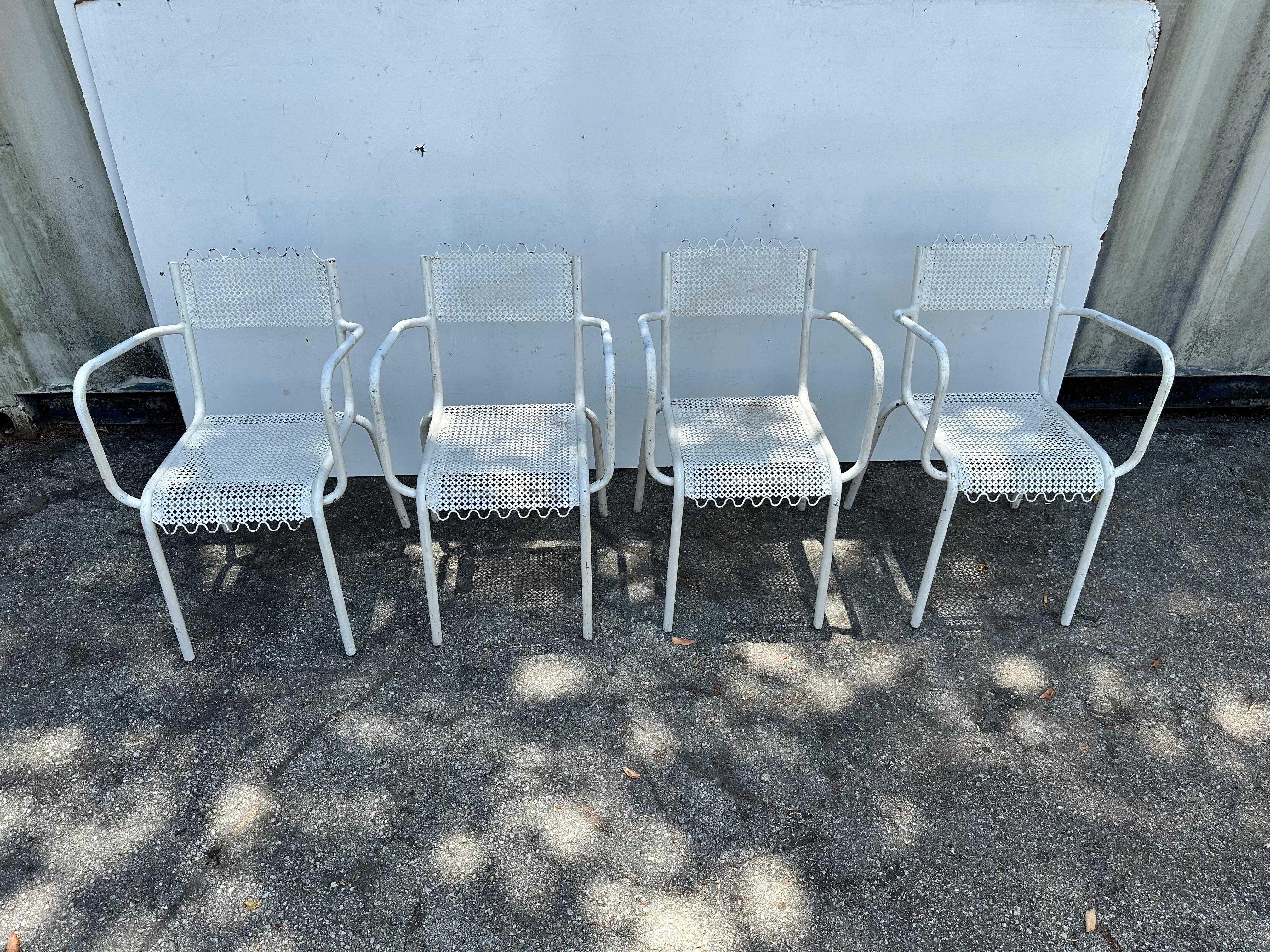 Mathieu Mategot Garden Set 4 armchair and 1 Bar Cart For Sale 5