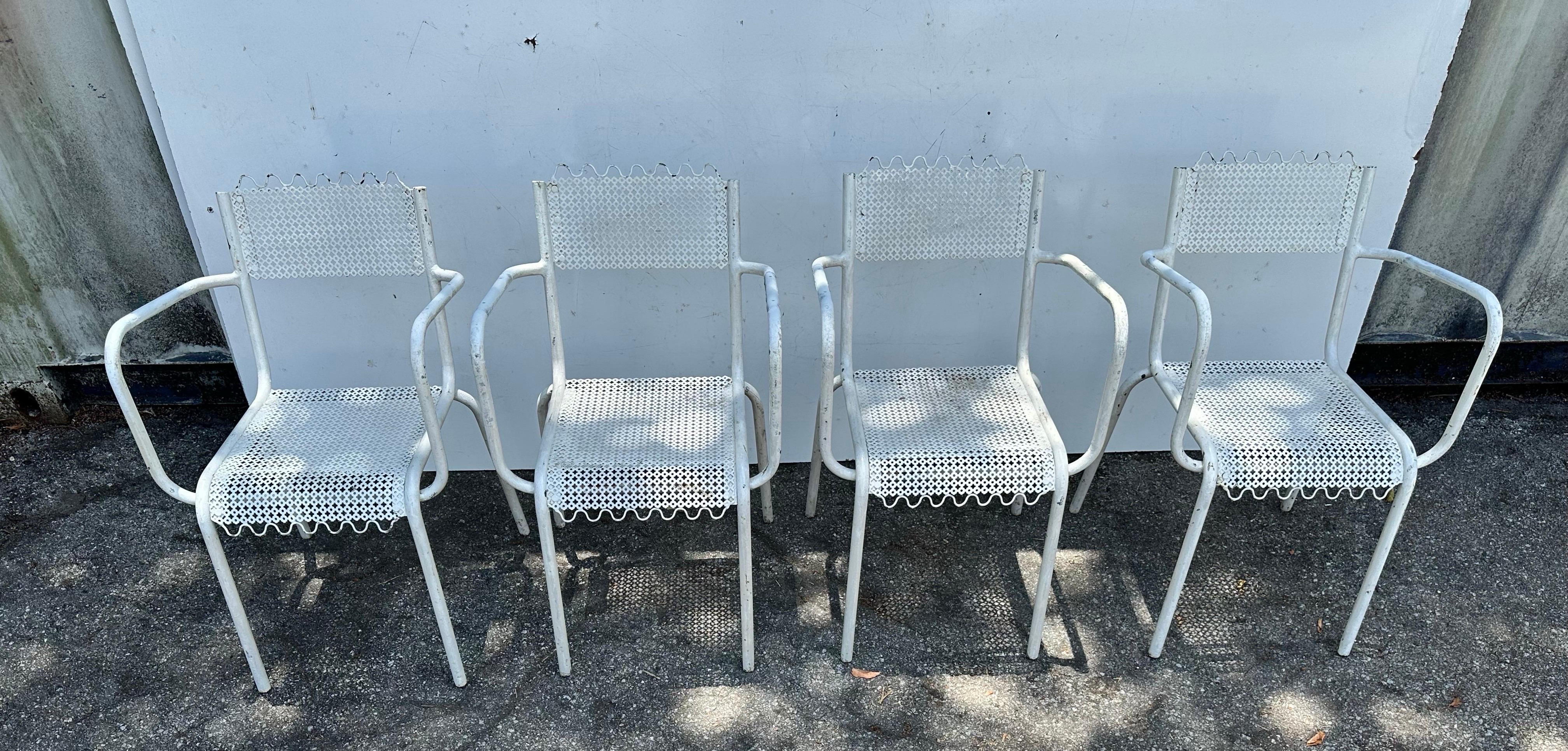 Mid-Century Modern Mathieu Mategot Garden Set 4 armchair and 1 Bar Cart