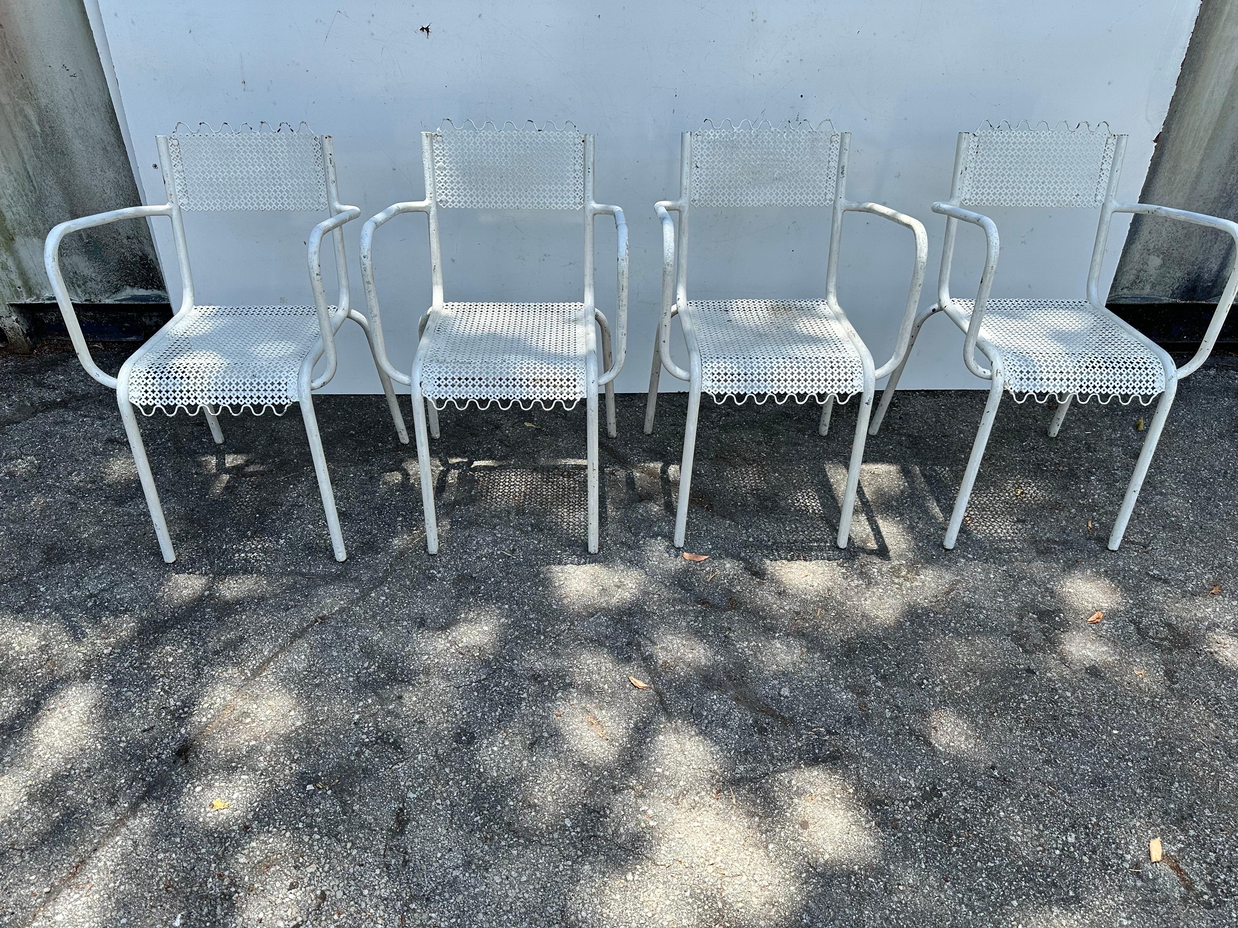 Iron Mathieu Mategot Garden Set 4 armchair and 1 Bar Cart