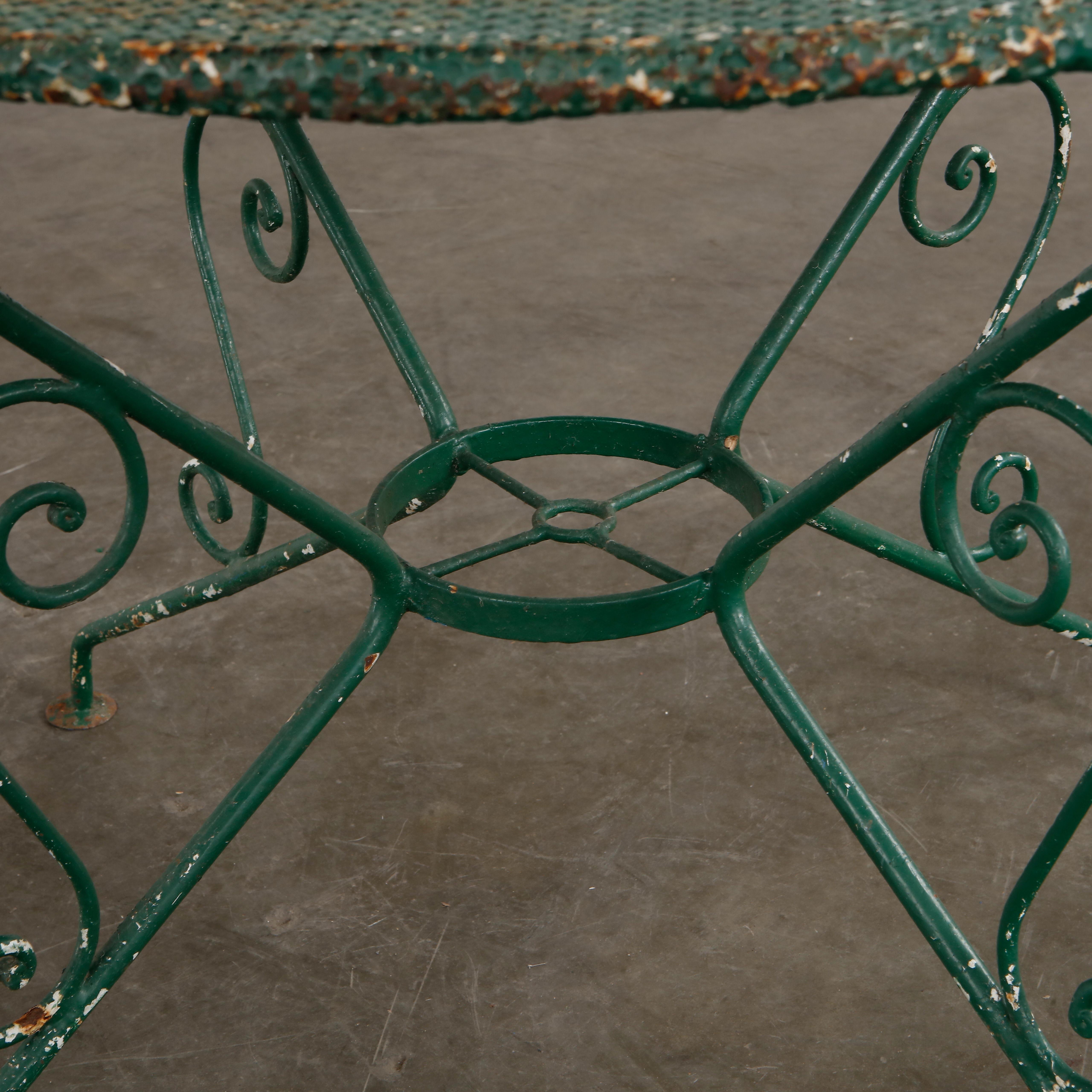 Mathieu Mategot, Green Outdoor Perforated Dining Set, 1950s For Sale 8
