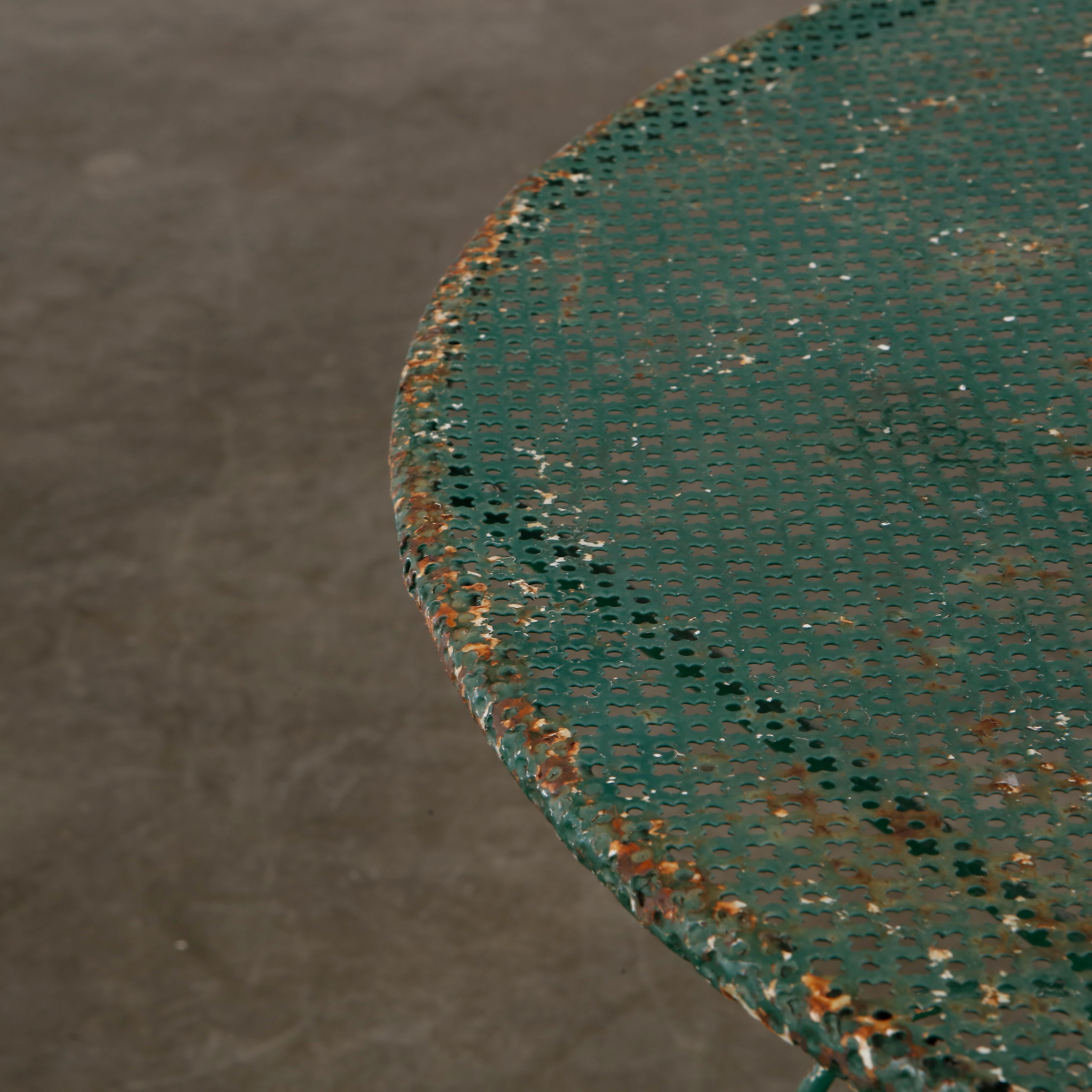 Mathieu Mategot, Green Outdoor Perforated Dining Set, 1950s For Sale 9