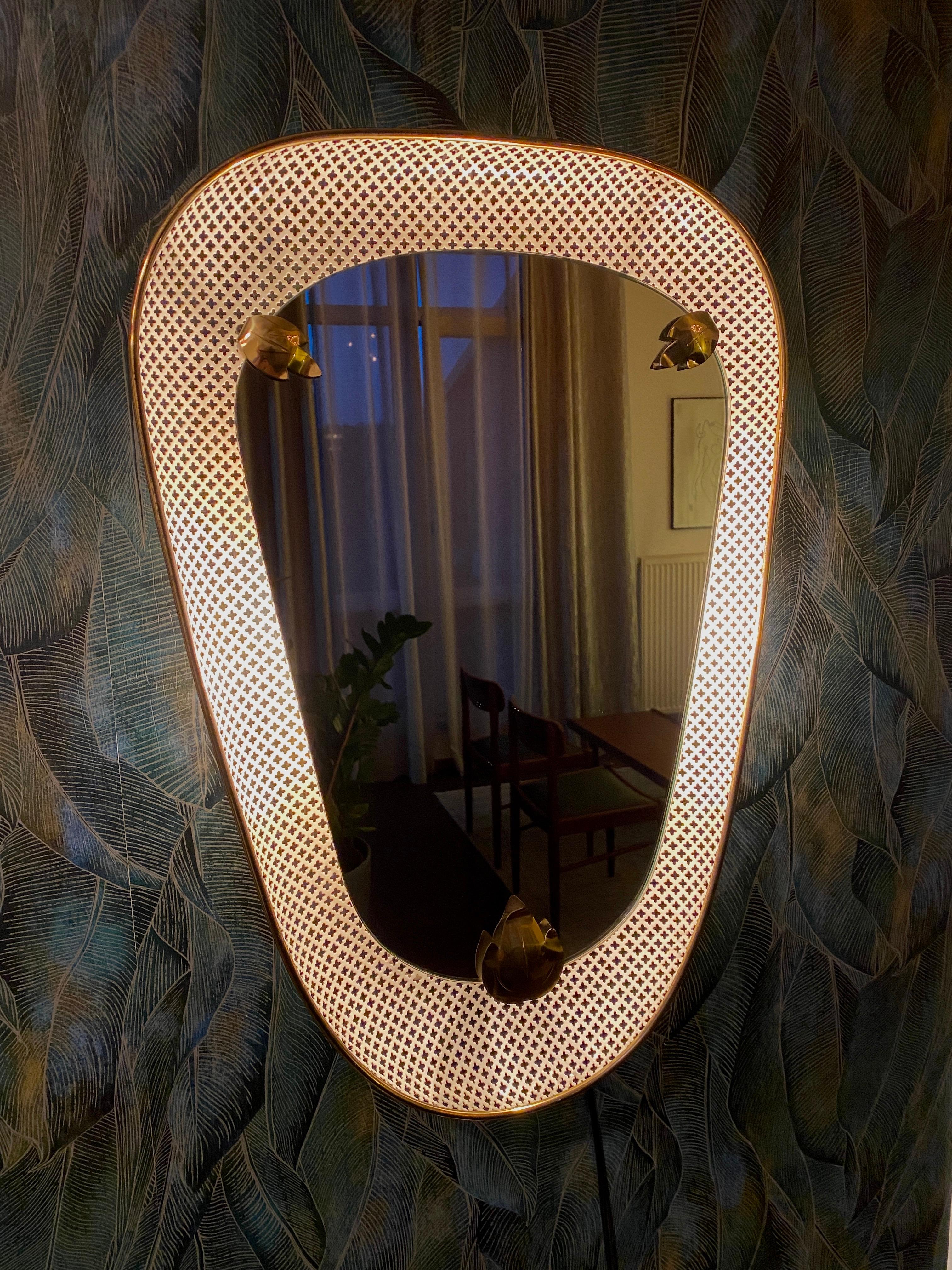 Mathieu Mategot - Illuminated wall mirror, 1950s For Sale 4
