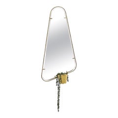 Mathieu Mategot Inspired Brass Mirror with Flower Pot