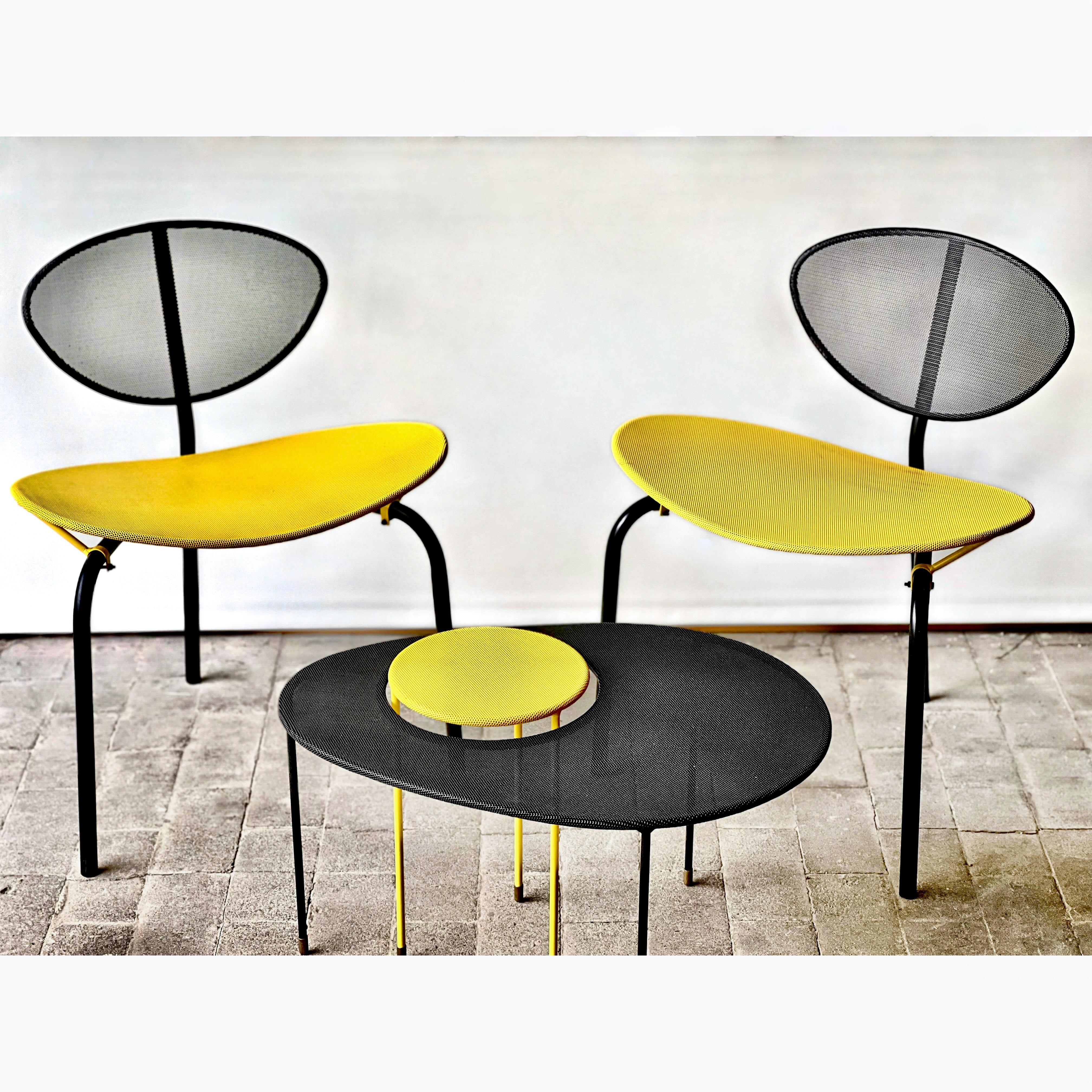 Mathieu Mategot Kangaroo side tables, set of two in black & yellow, for Gubi For Sale 8