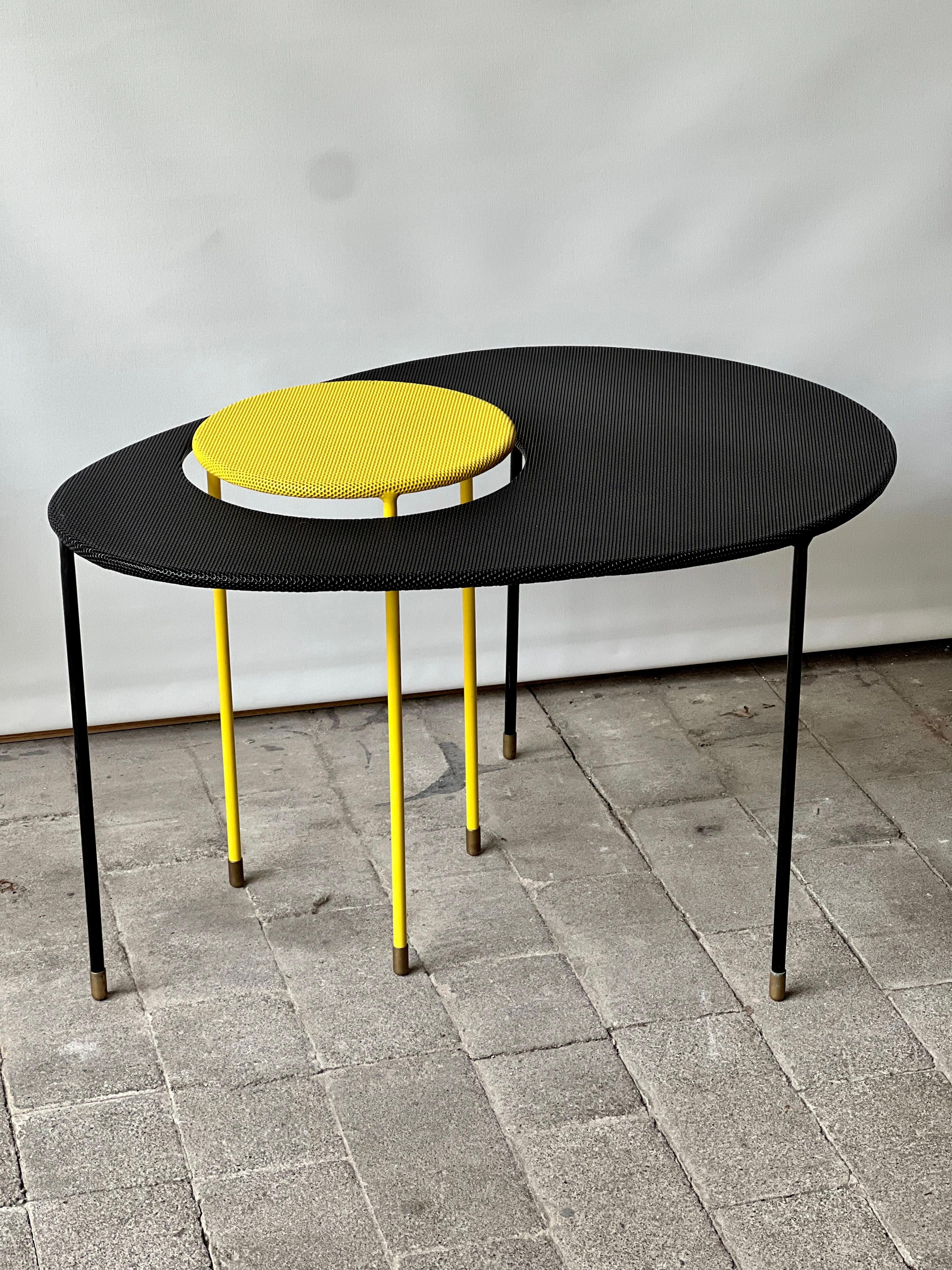 Mathieu Mategot Kangaroo side tables, set of two in black & yellow, for Gubi For Sale 9