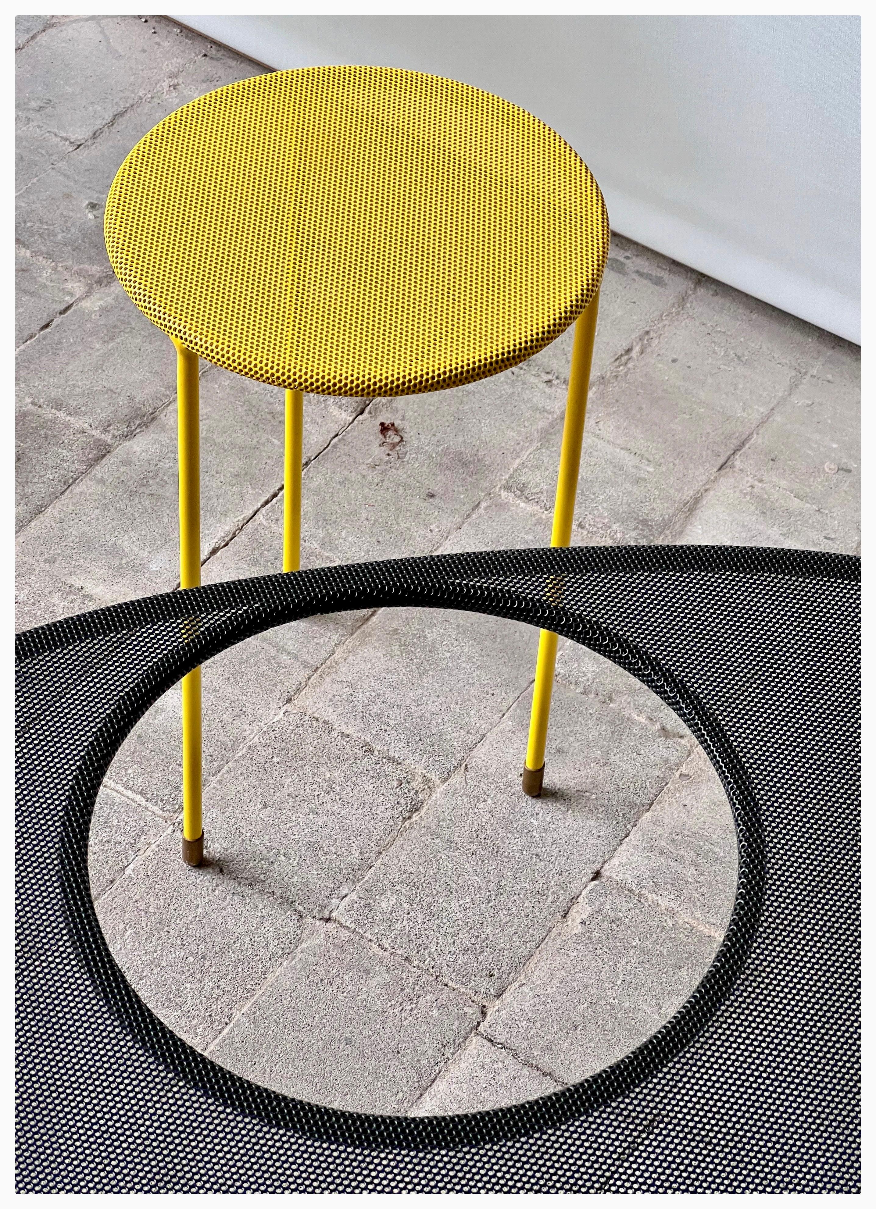 French Mathieu Mategot Kangaroo side tables, set of two in black & yellow, for Gubi For Sale