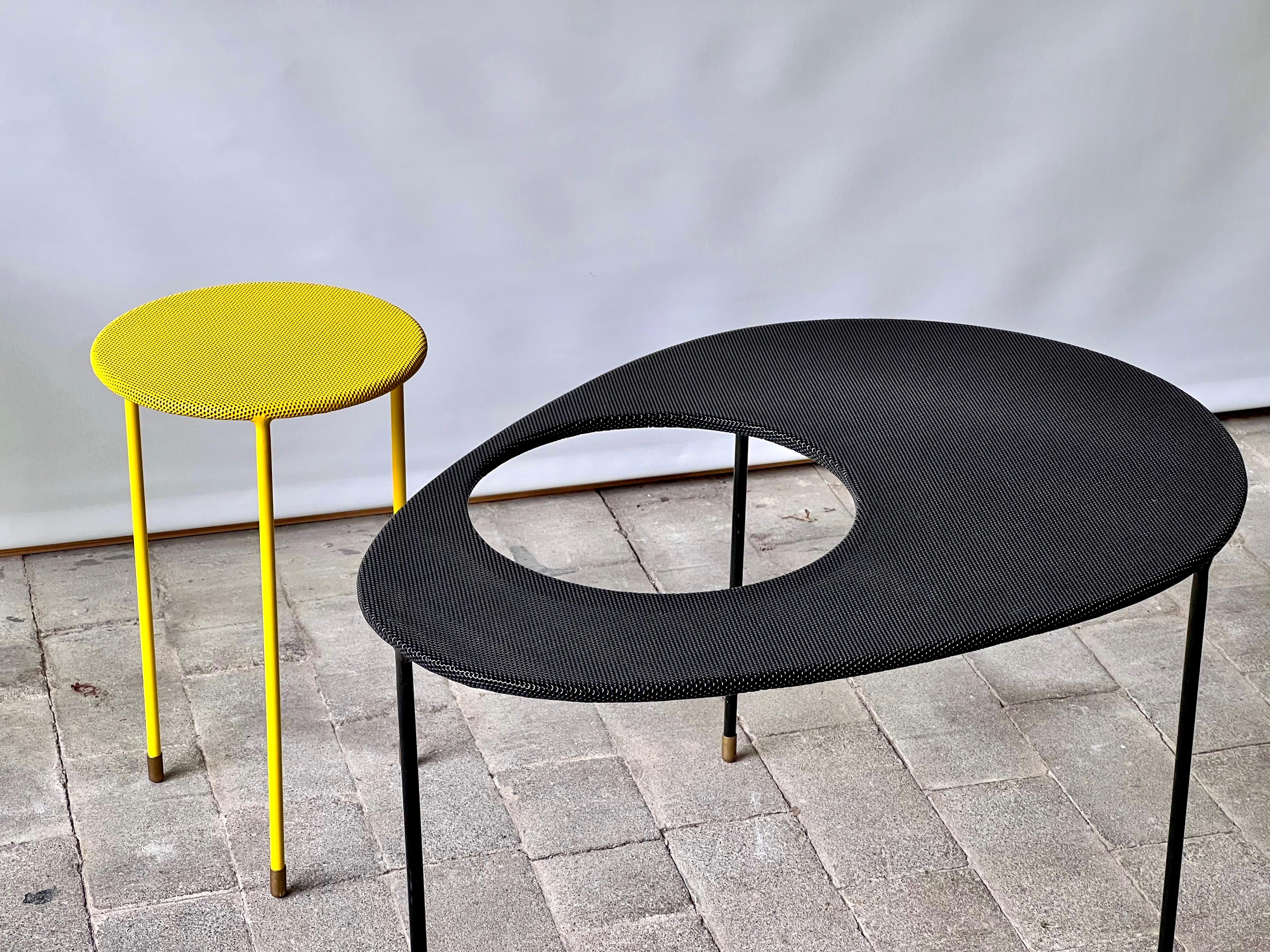 Mathieu Mategot Kangaroo side tables, set of two in black & yellow, for Gubi In Good Condition In Bruxelles, BE