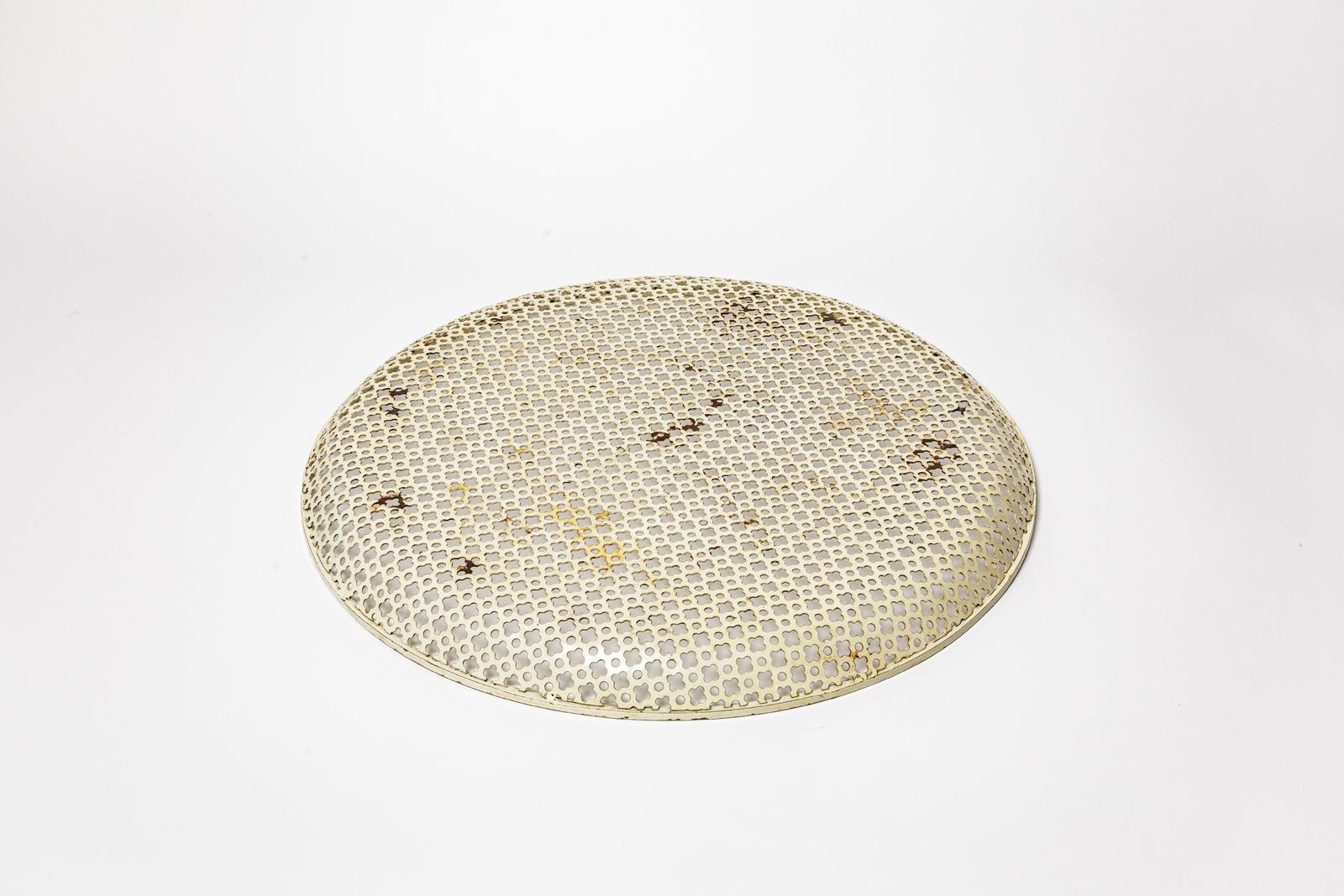 20th Century Mathieu Mategot large decorative white metal plate or basket or vide-poche 1950 For Sale