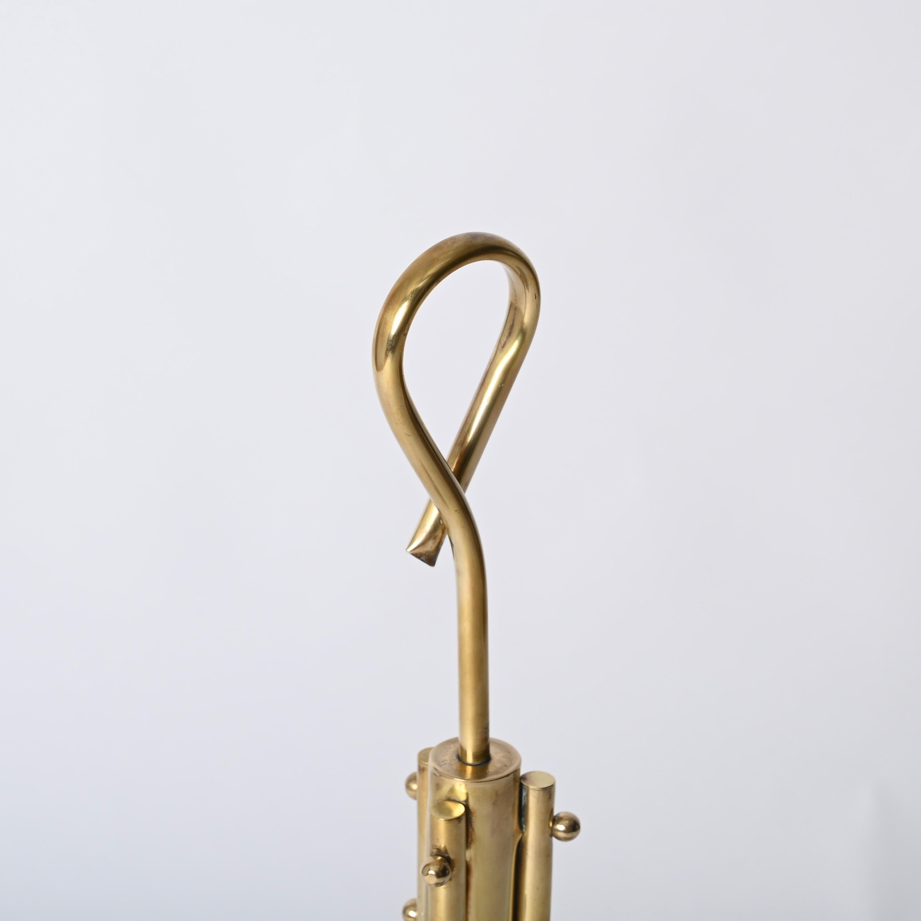 Mathieu Matégot Magazine Rack in Brass and Decorated Green Iron, France 1950s For Sale 6