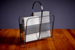 Mathieu Matégot Magazine Rack or Stand or Tray in Black and Brass France, 1950s